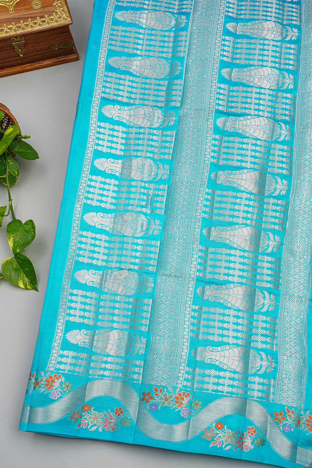 Fancy Matka Silk Sky Blue Saree