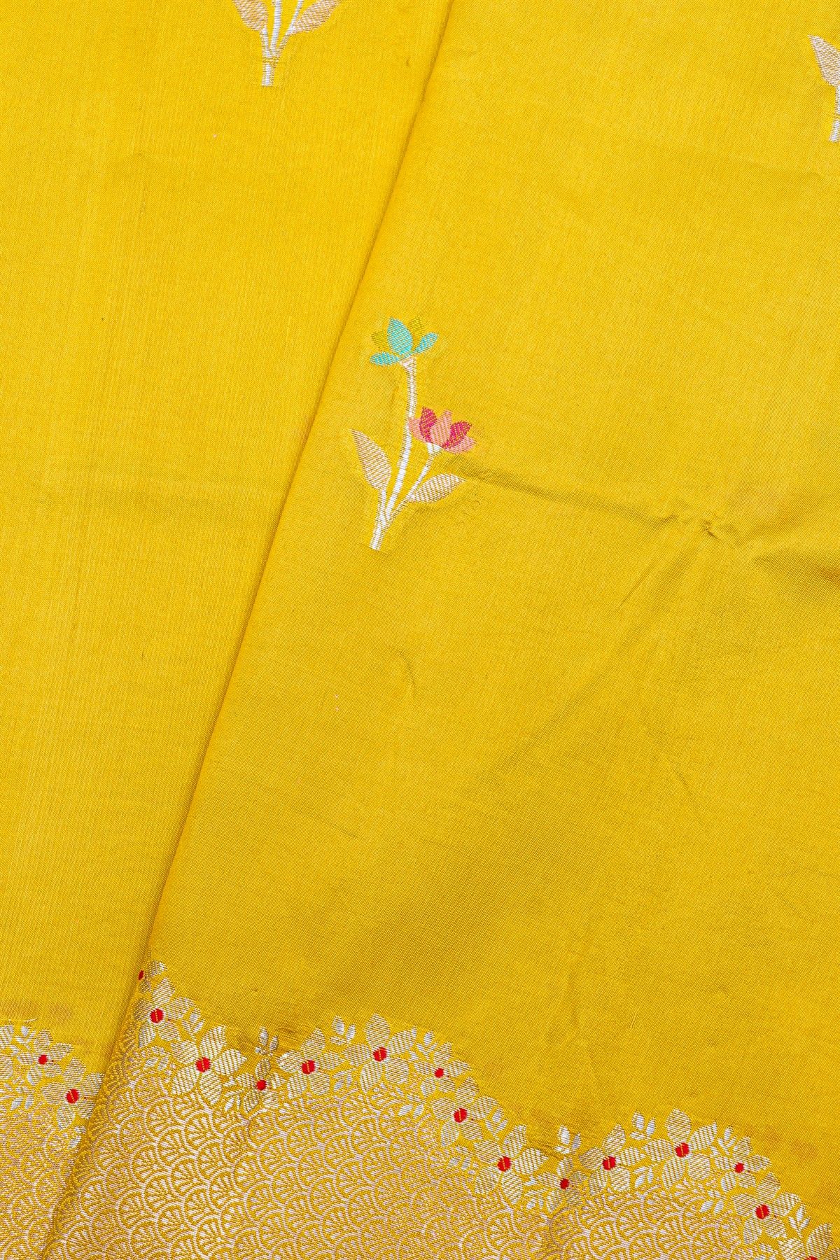Fancy Matka Silk Yellow Saree