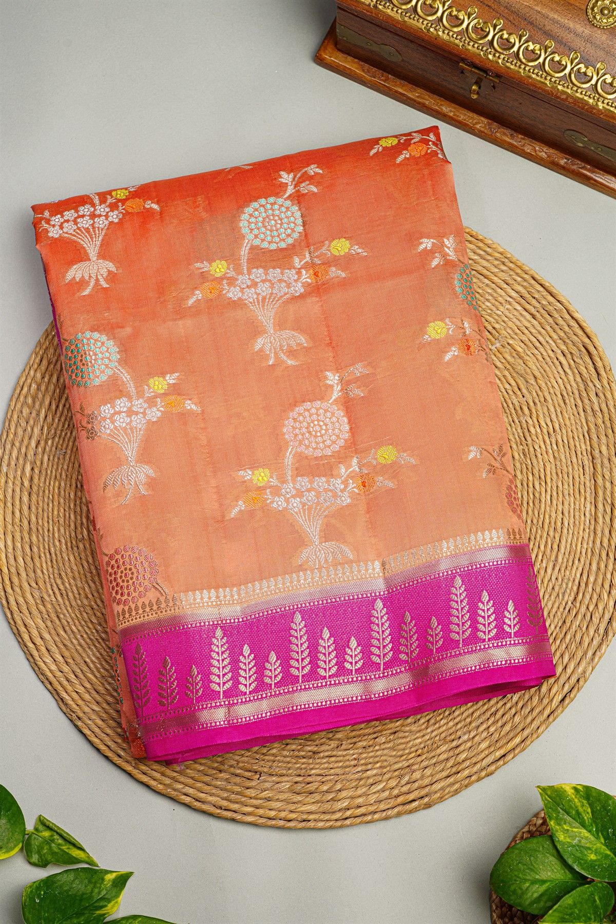Fancy Matka Silk Peach Saree