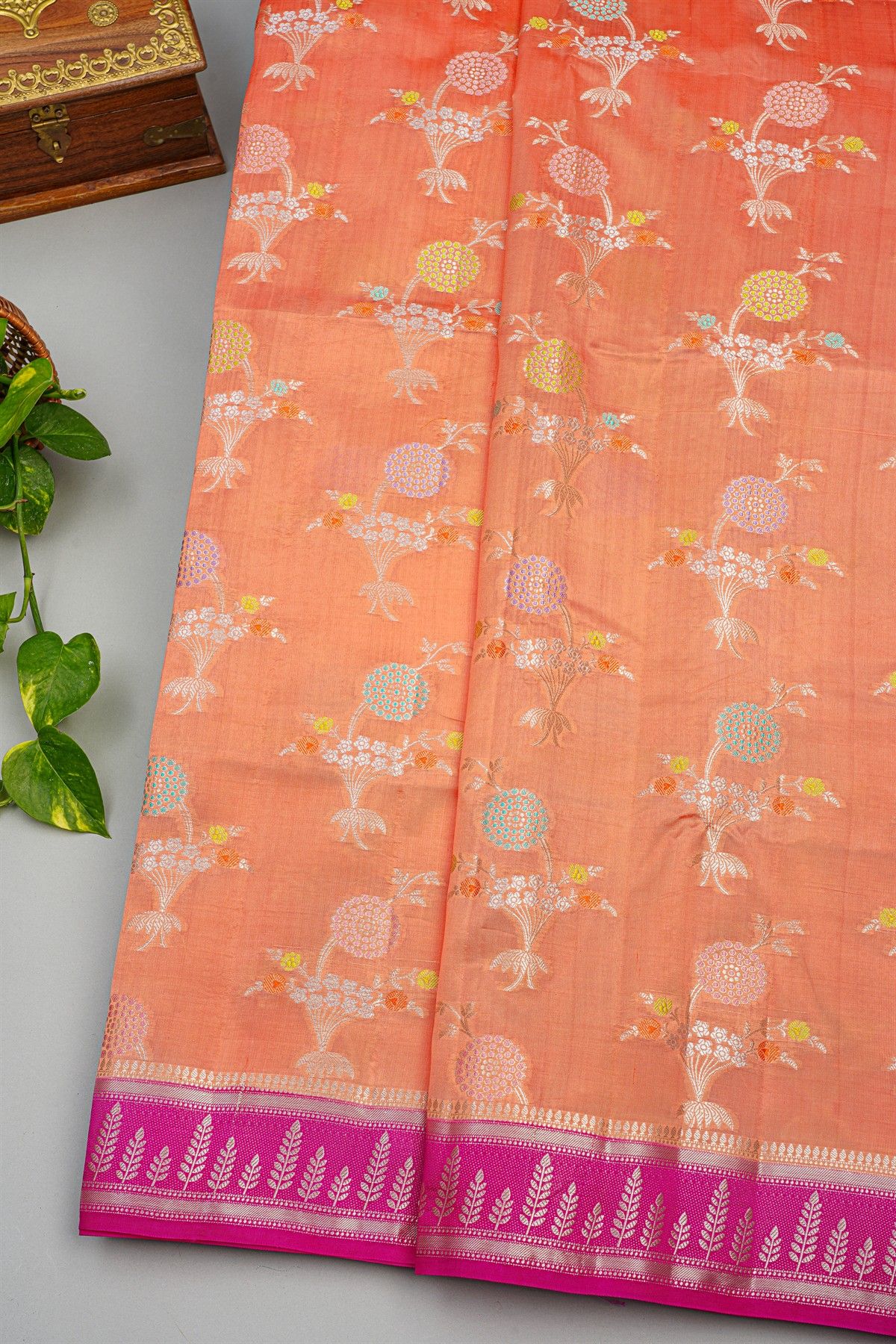 Fancy Matka Silk Peach Saree