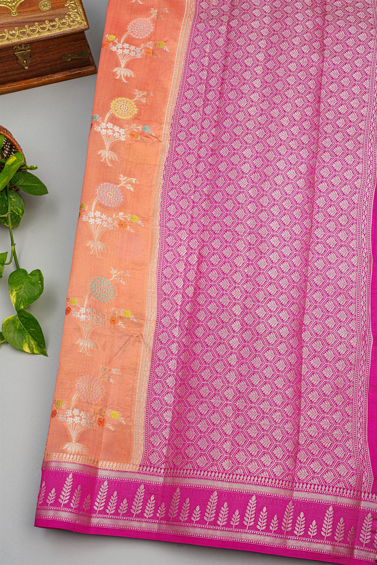 Fancy Matka Silk Peach Saree