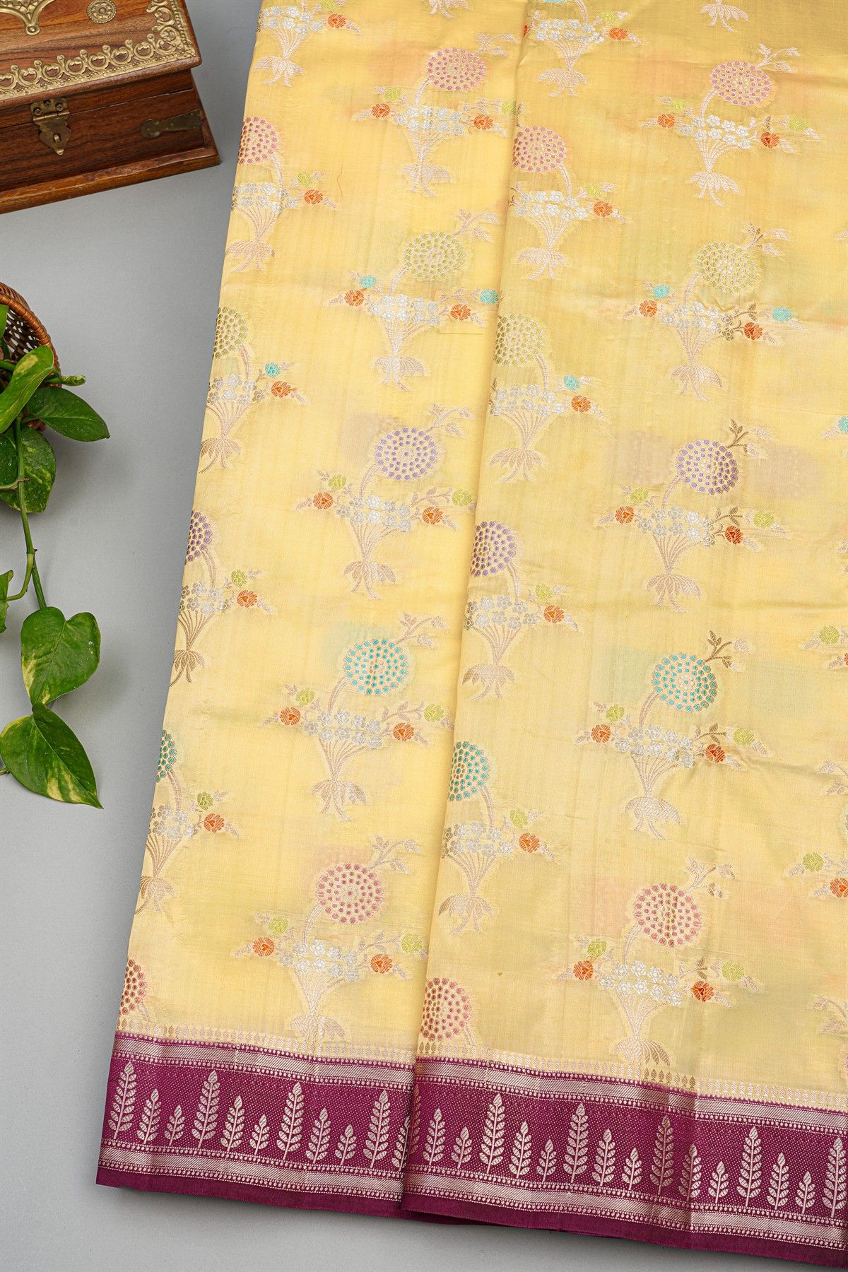 Fancy Matka Silk Cream Saree
