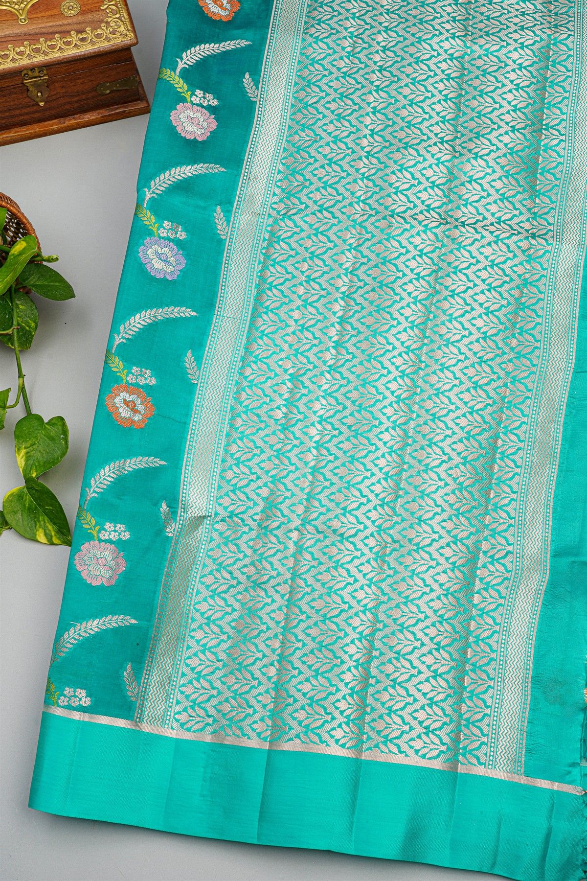 Fancy Matka Silk Teal Green Saree