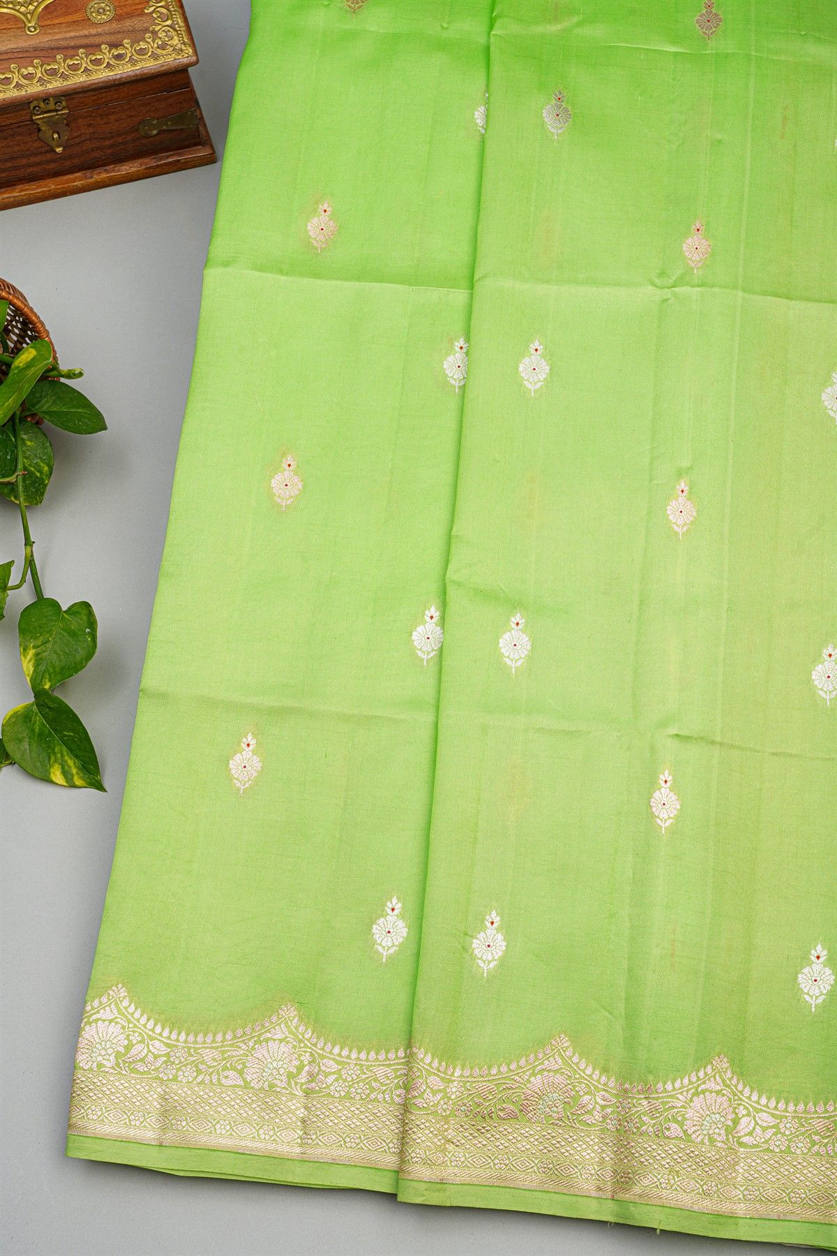 Fancy Matka Silk Pista Green Saree