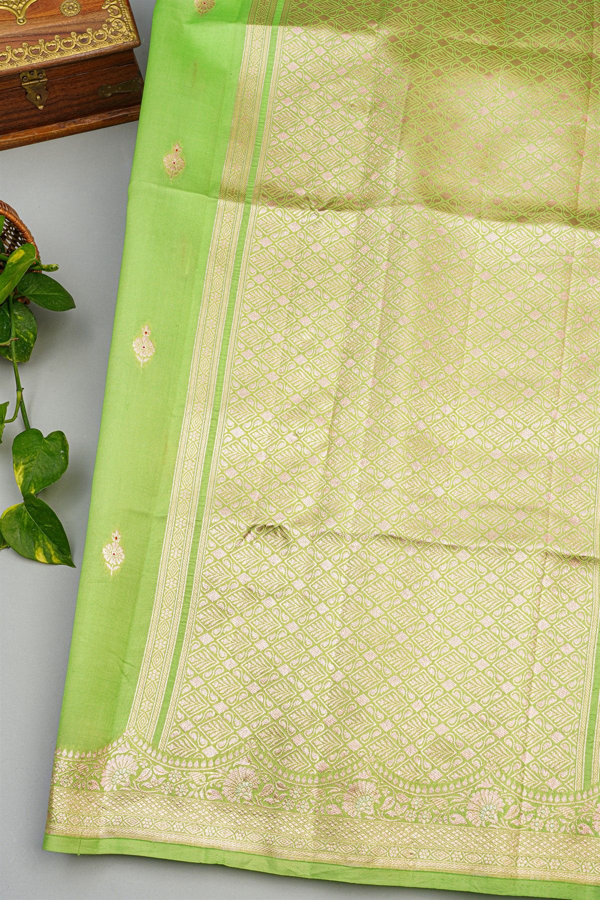 Fancy Matka Silk Pista Green Saree