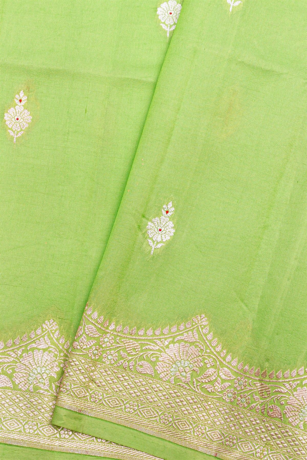 Fancy Matka Silk Pista Green Saree