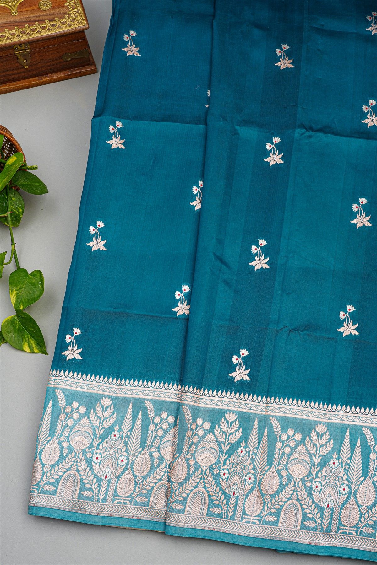 Fancy Matka Silk Teal Blue Saree