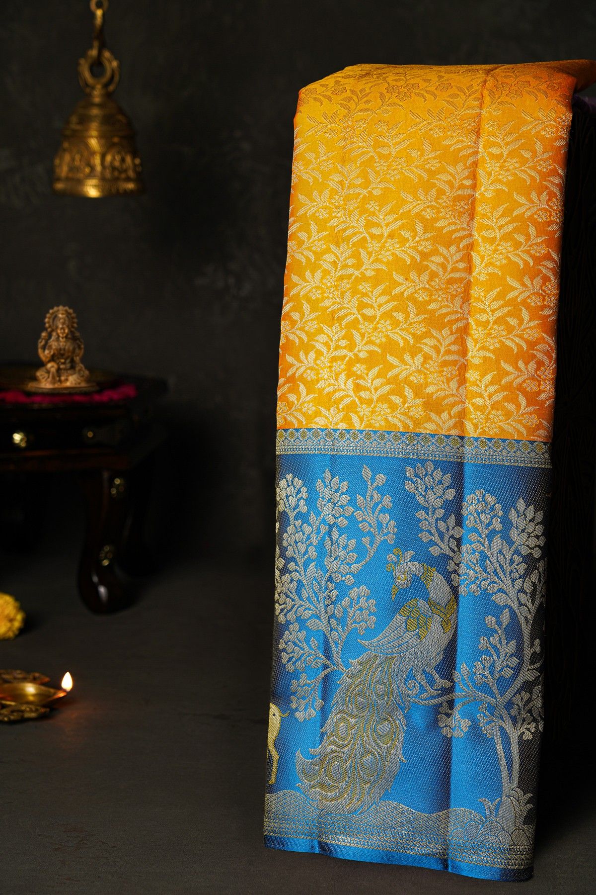 Kancheepuram Silk Orange Saree