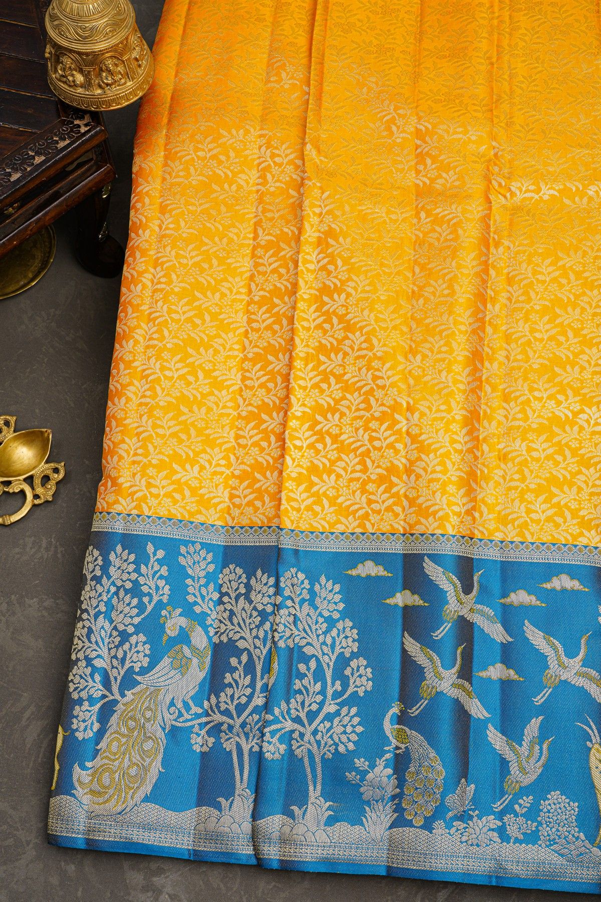 Kancheepuram Silk Orange Saree