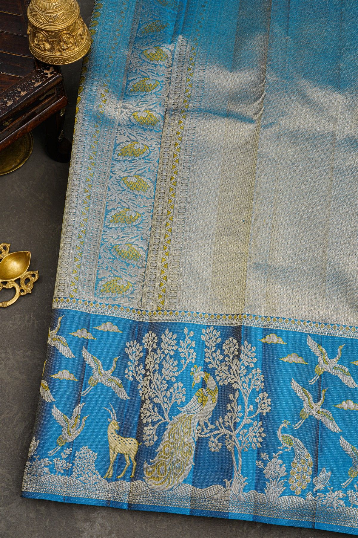 Kancheepuram Silk Orange Saree