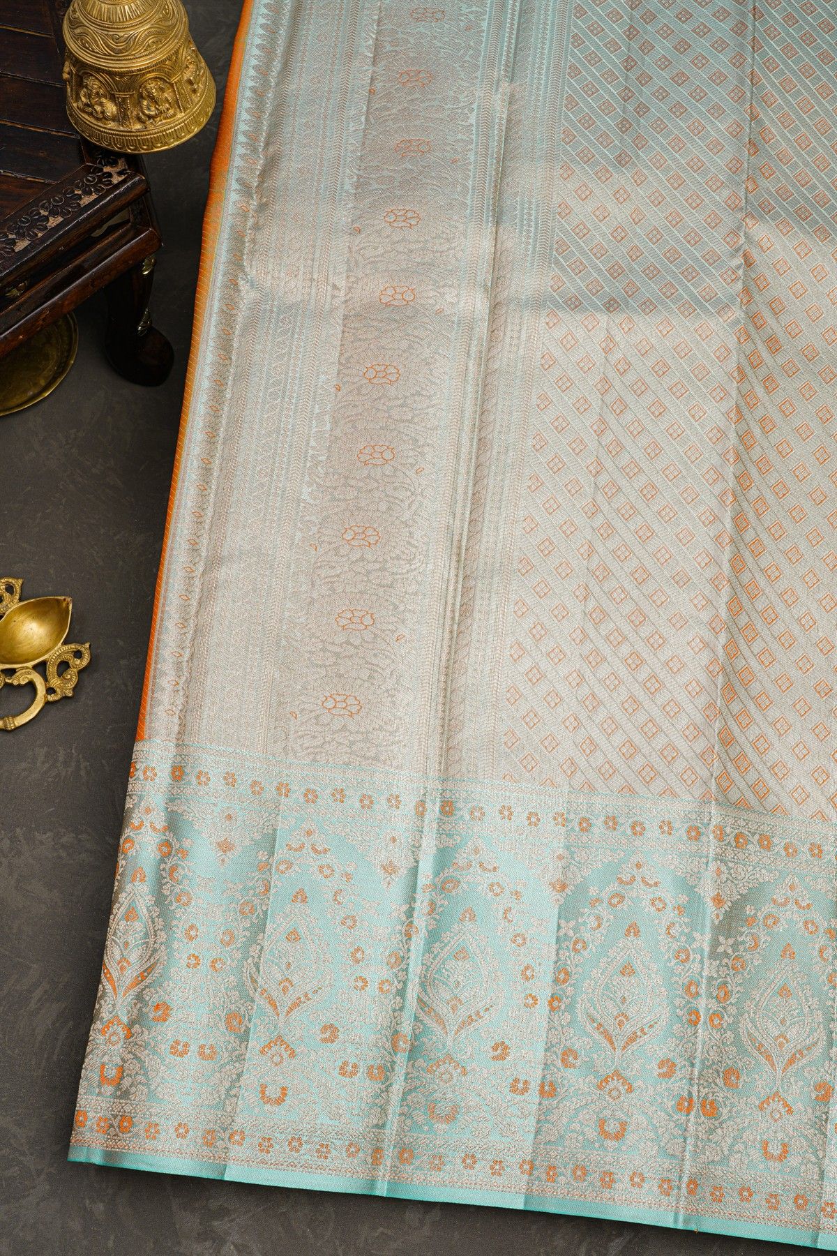 Kancheepuram Silk Orange Saree