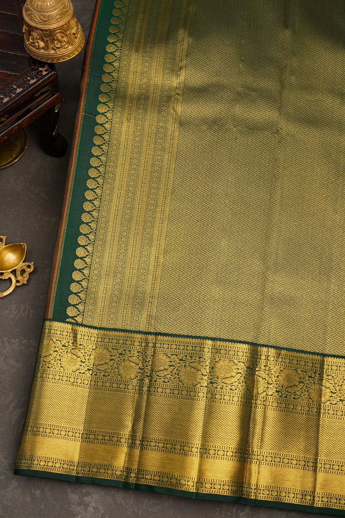 Kancheepuram Silk Orange Saree
