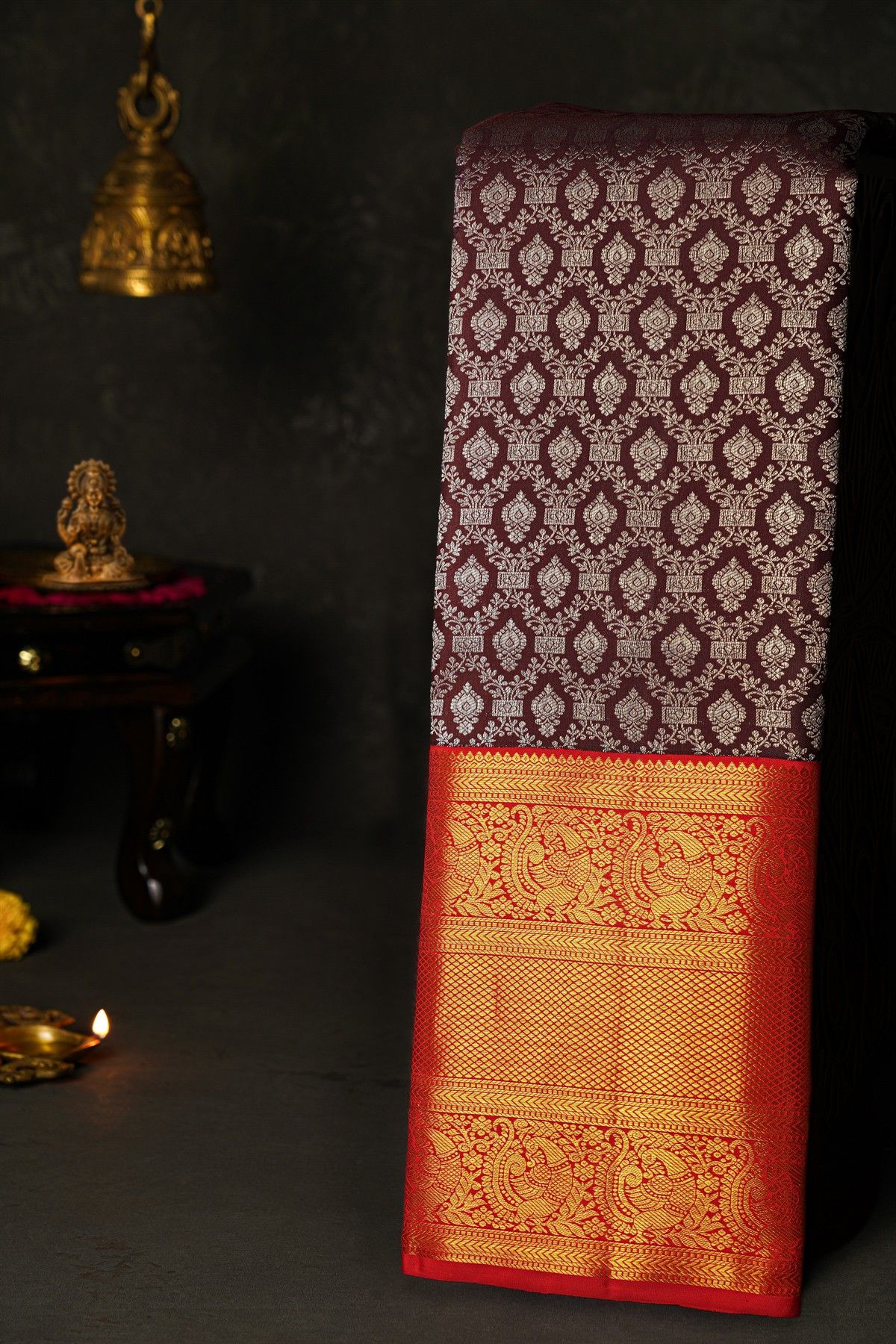 Kancheepuram Silk Brown Saree