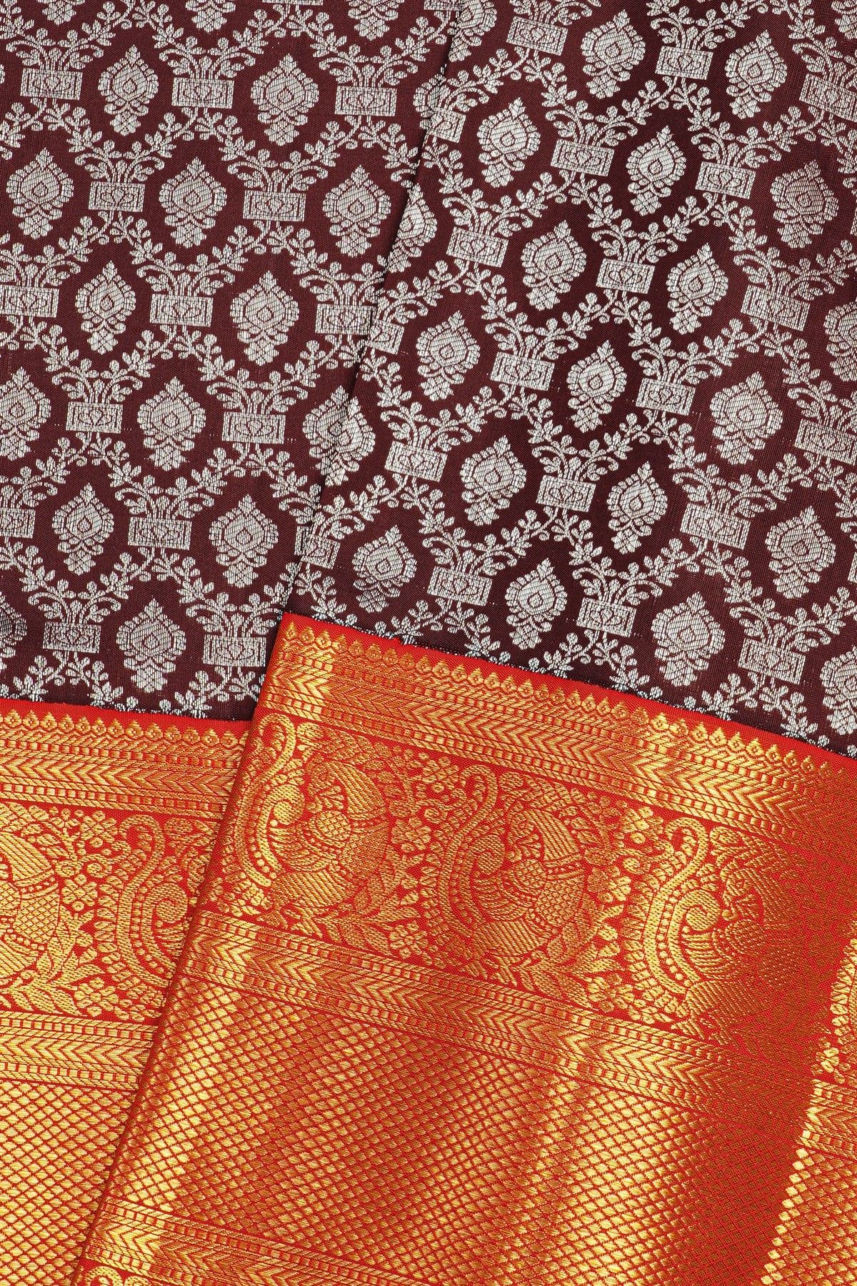 Kancheepuram Silk Brown Saree