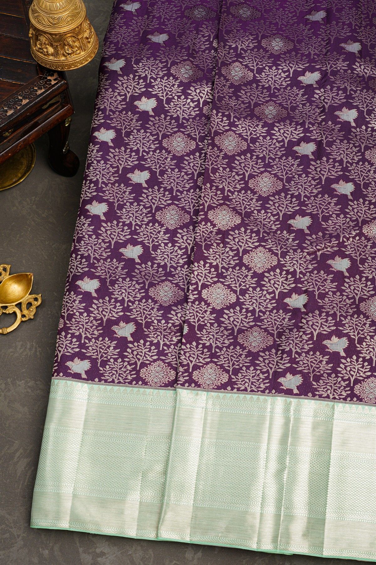 Kancheepuram Silk Dark Purple Saree