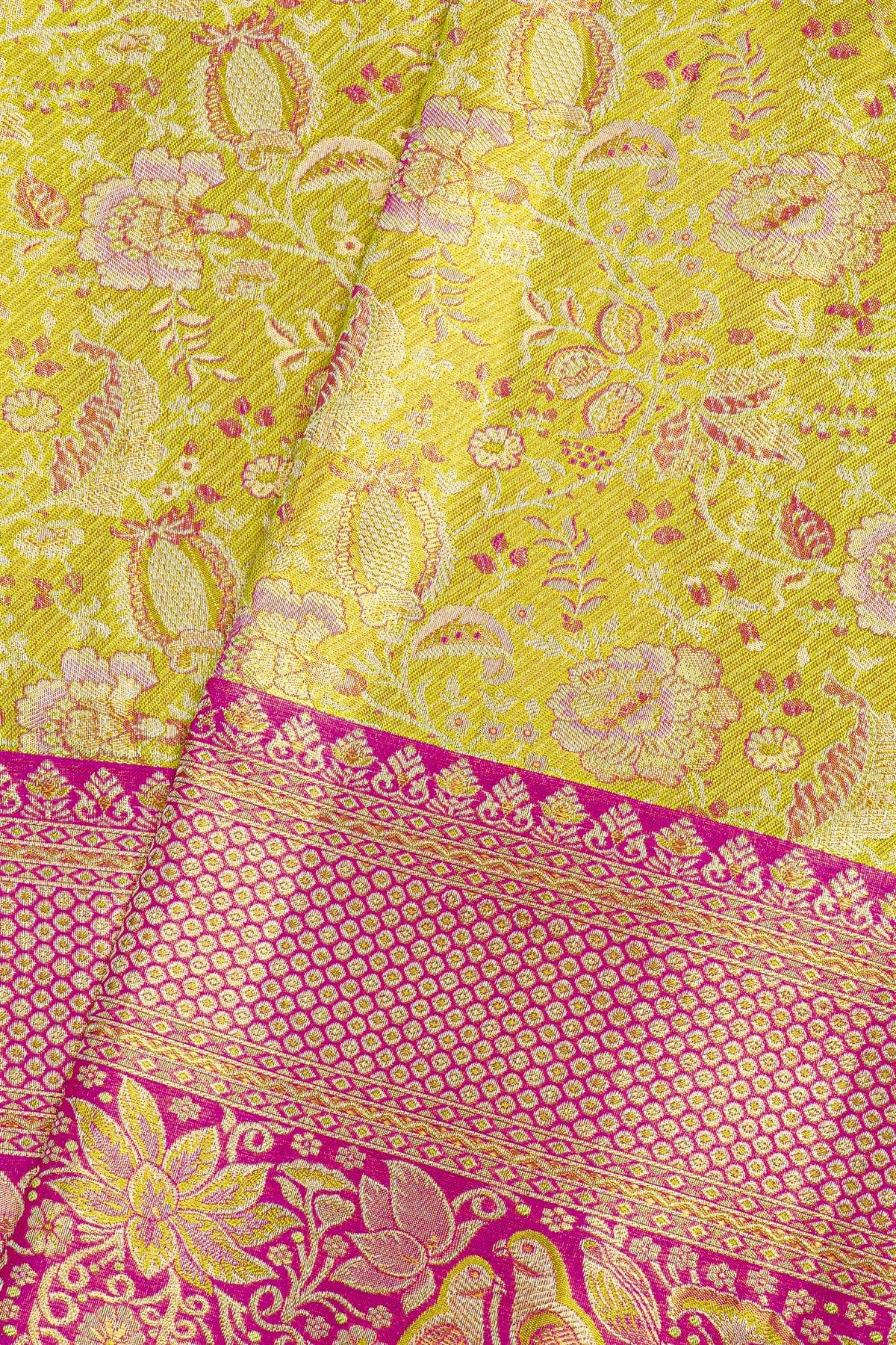 Kancheepuram Tissue Lemon Yellow And Green Saree