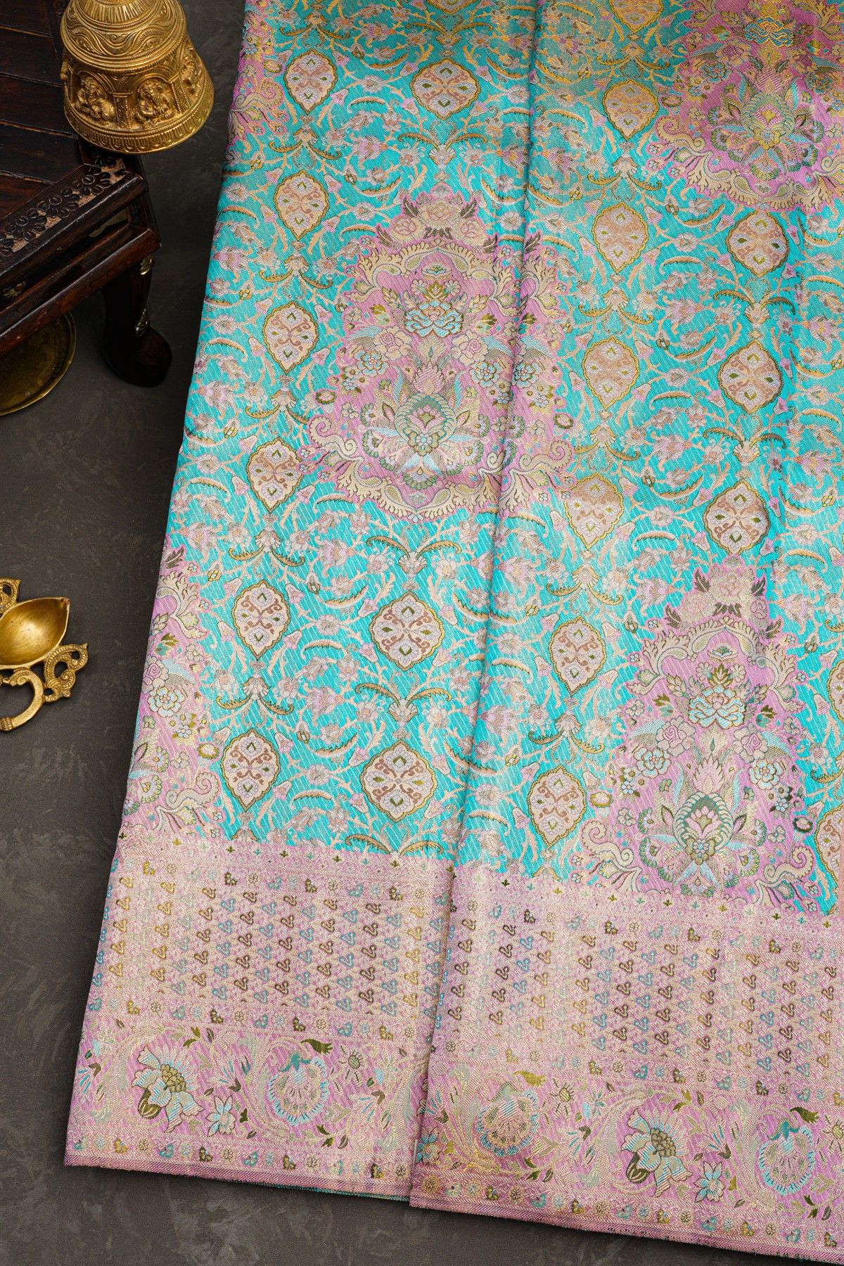 Kancheepuram Tissue Sky Blue Saree