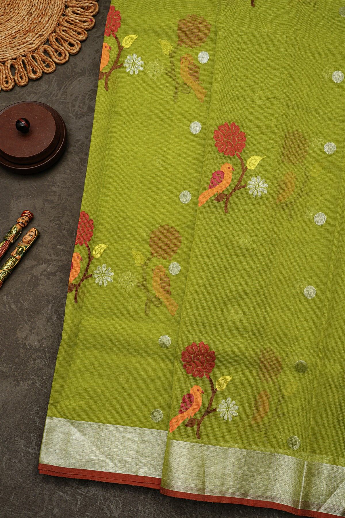 Zari Kota Cotton Green Saree