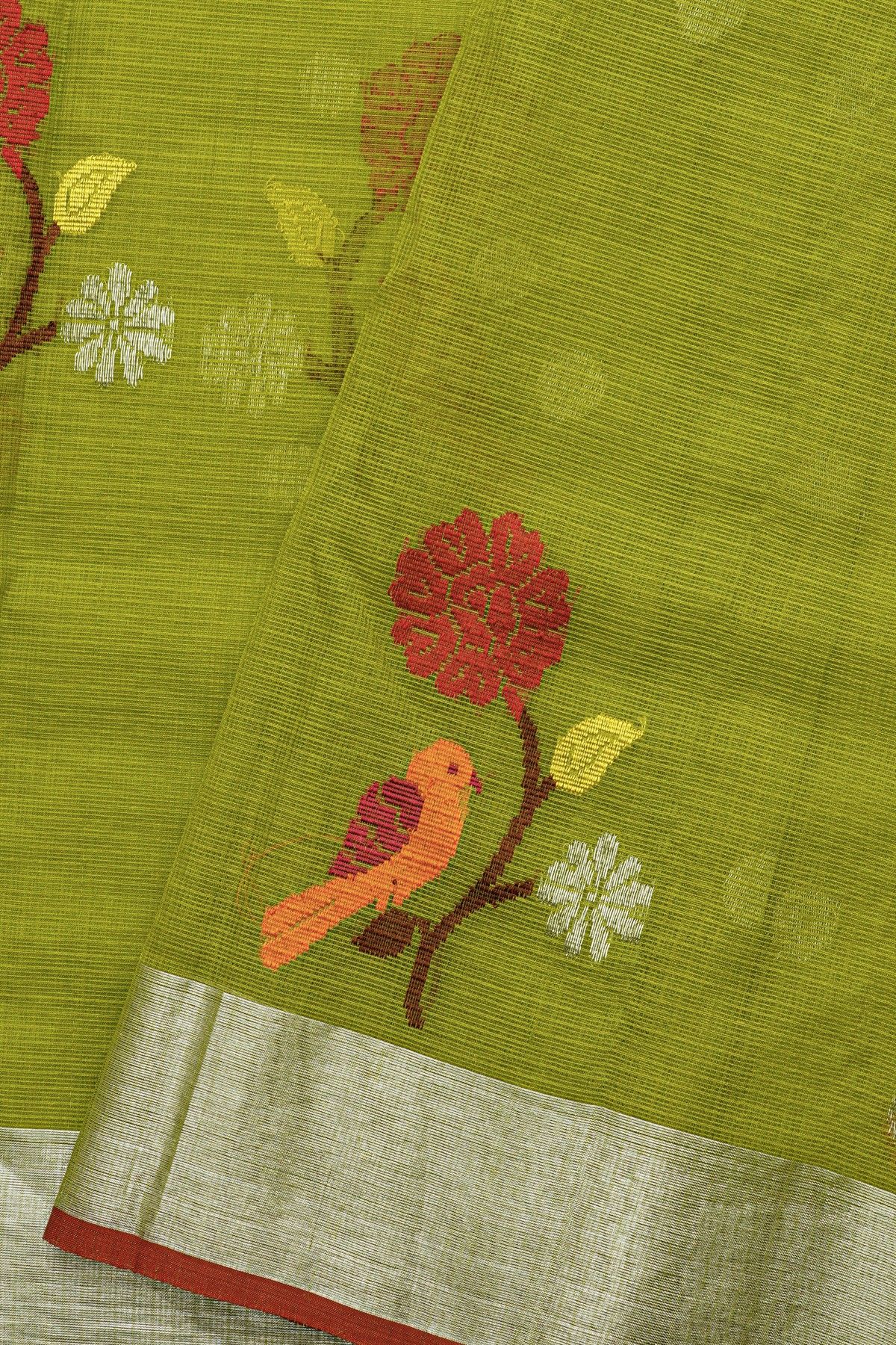 Zari Kota Cotton Green Saree