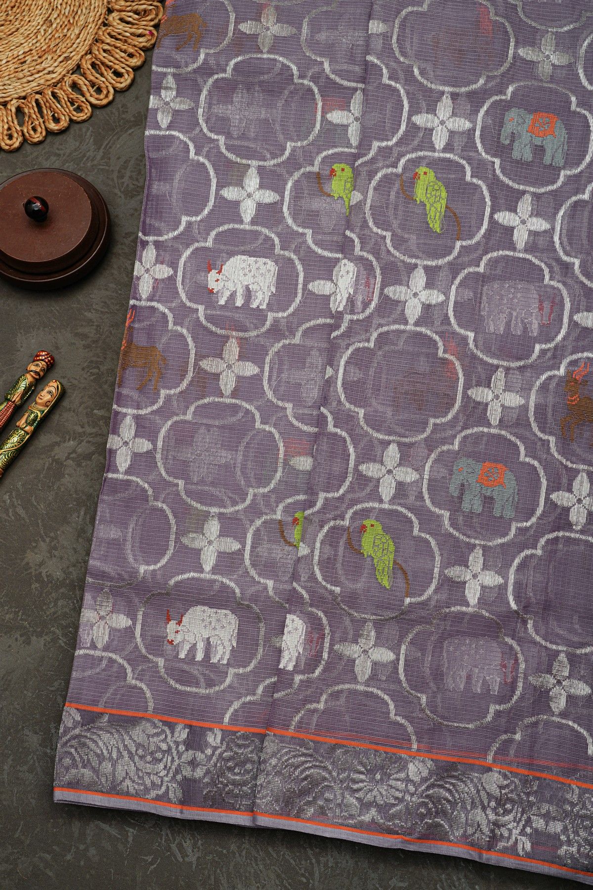 Zari Kota Cotton Mauve Saree
