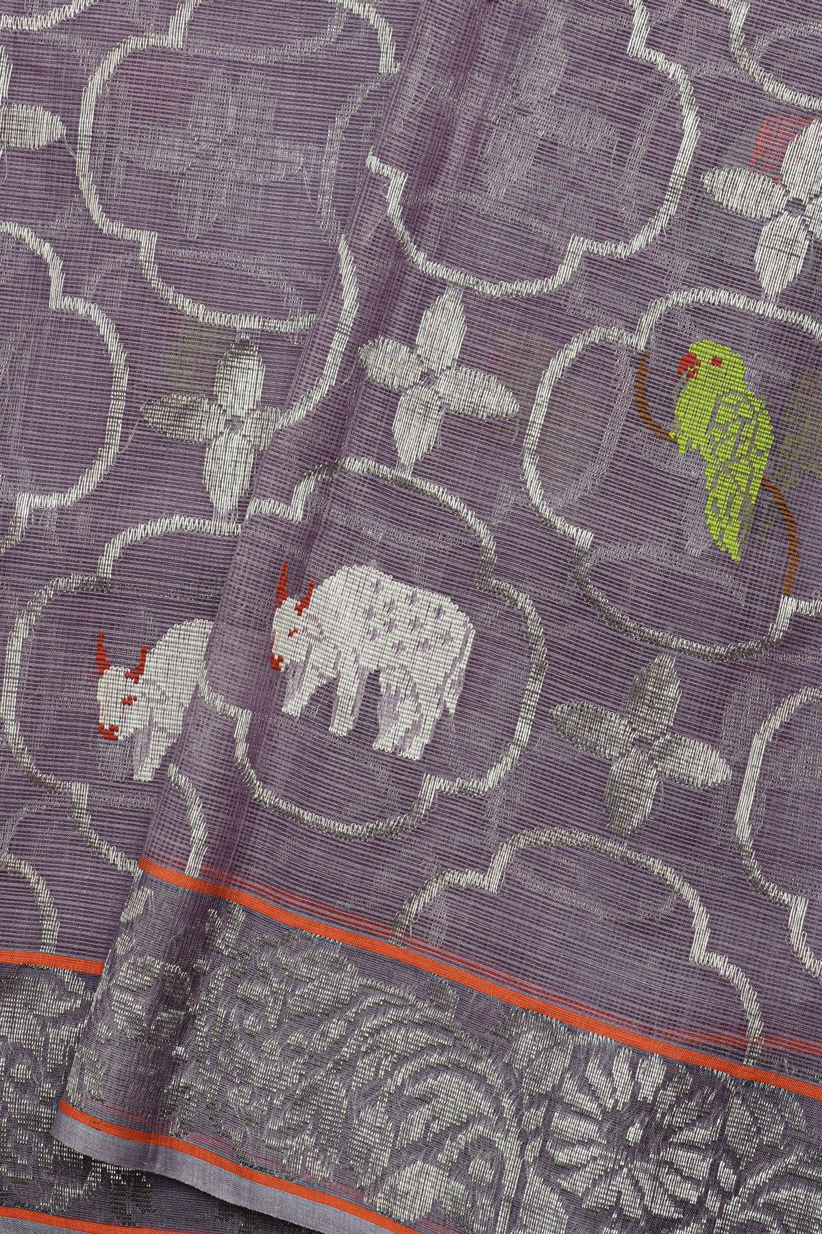 Zari Kota Cotton Mauve Saree