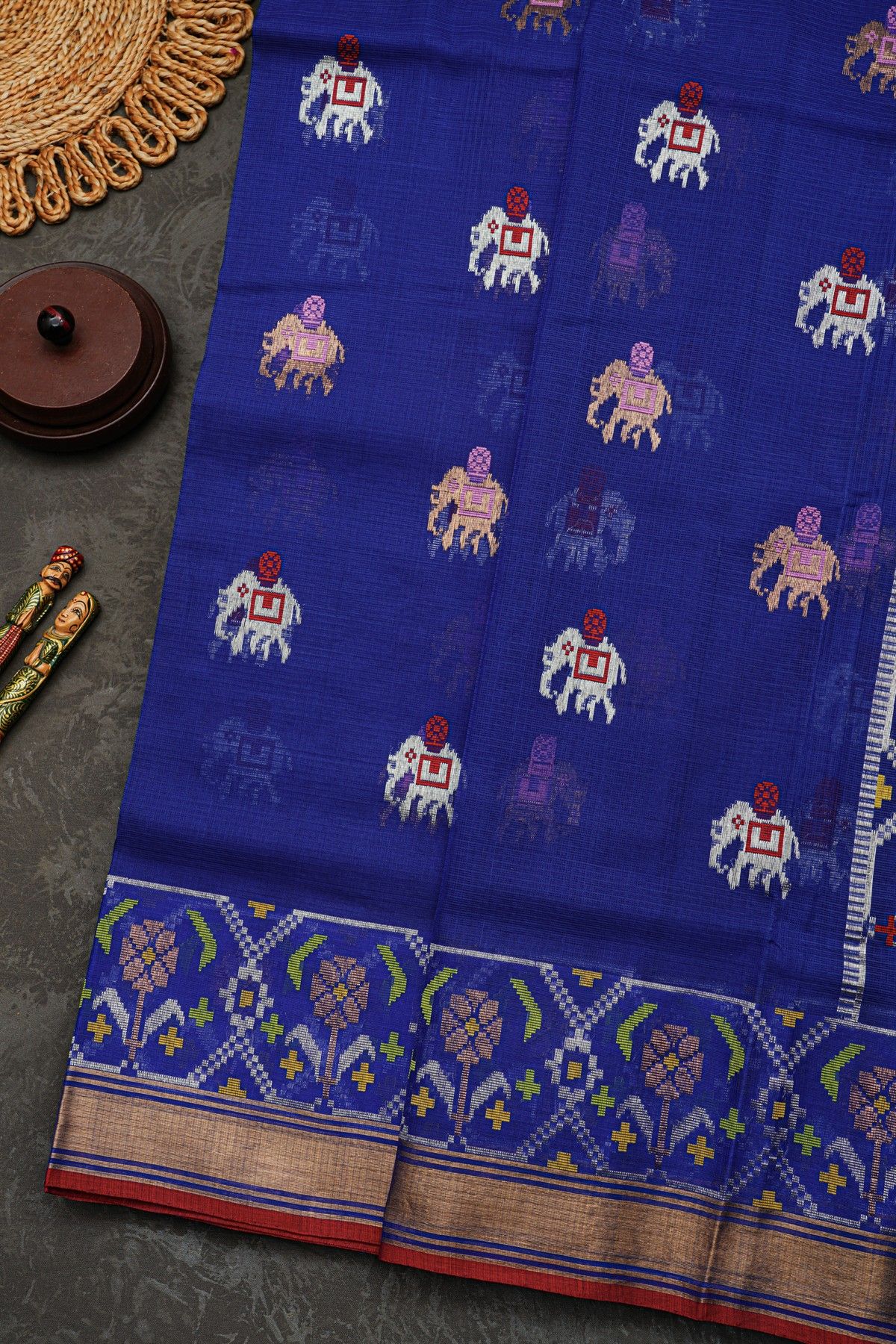 Zari Kota Cotton Royal Blue Saree