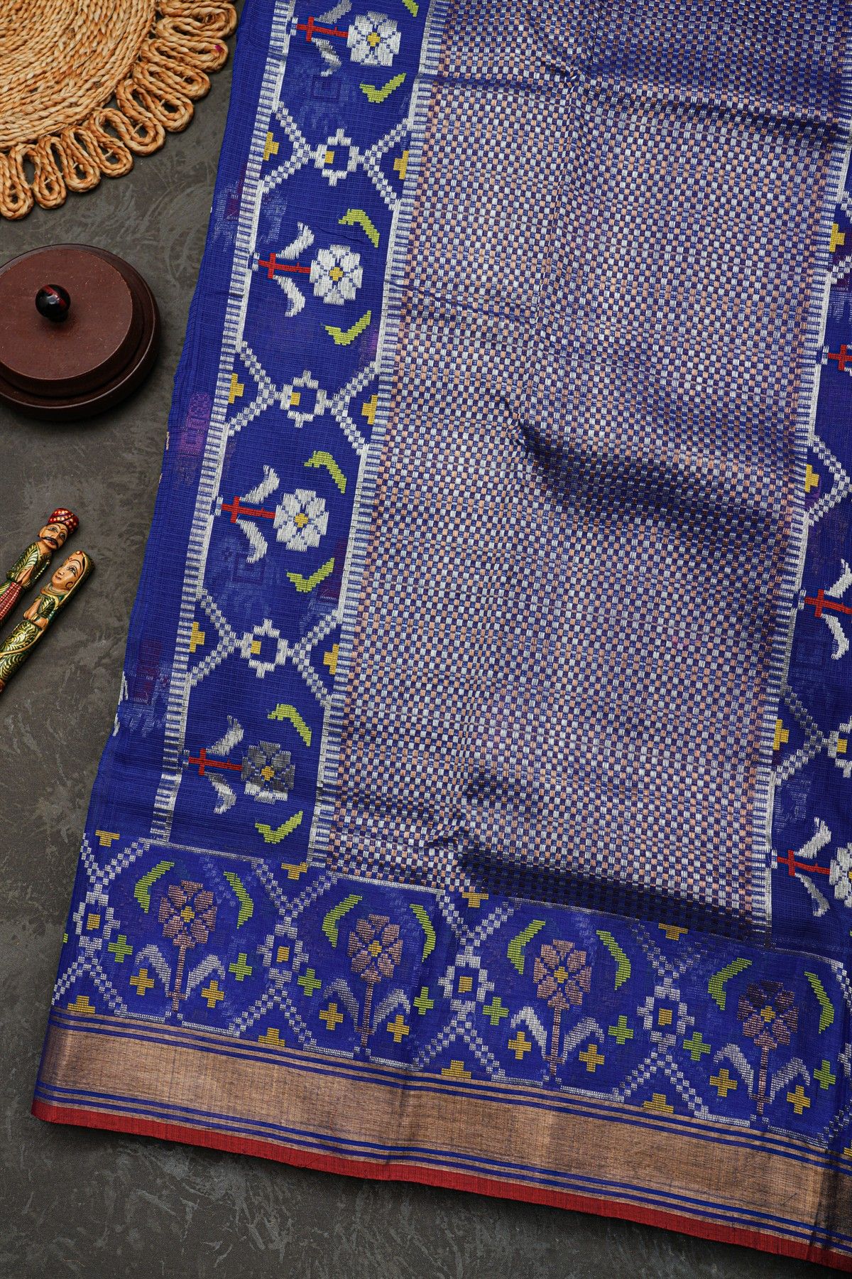 Zari Kota Cotton Royal Blue Saree
