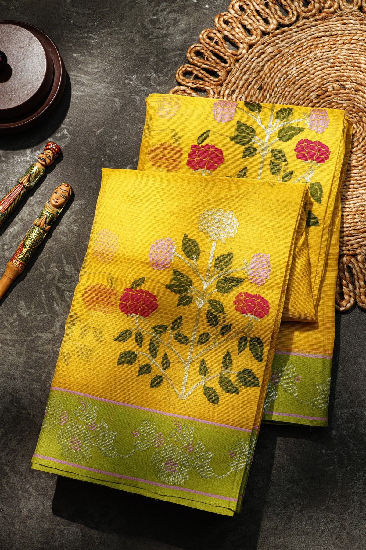 Zari Kota Cotton Yellow Saree