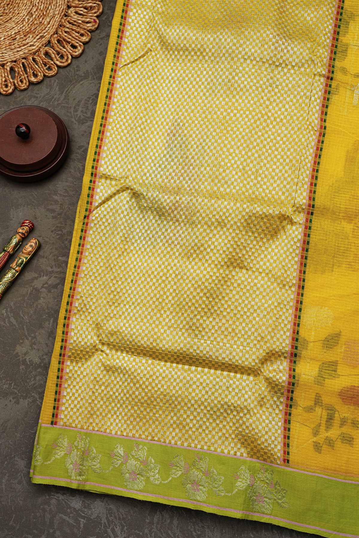 Zari Kota Cotton Yellow Saree