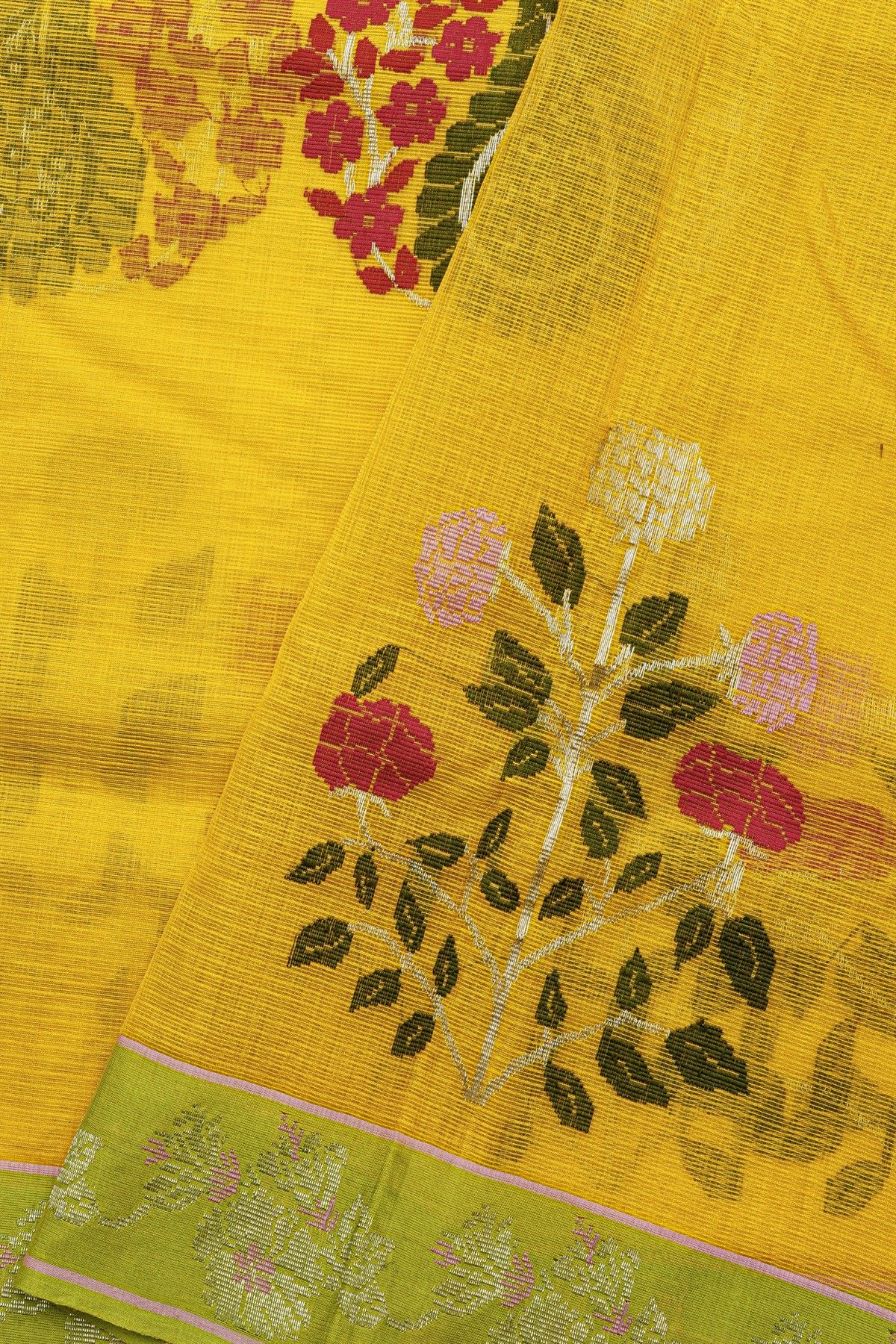 Zari Kota Cotton Yellow Saree
