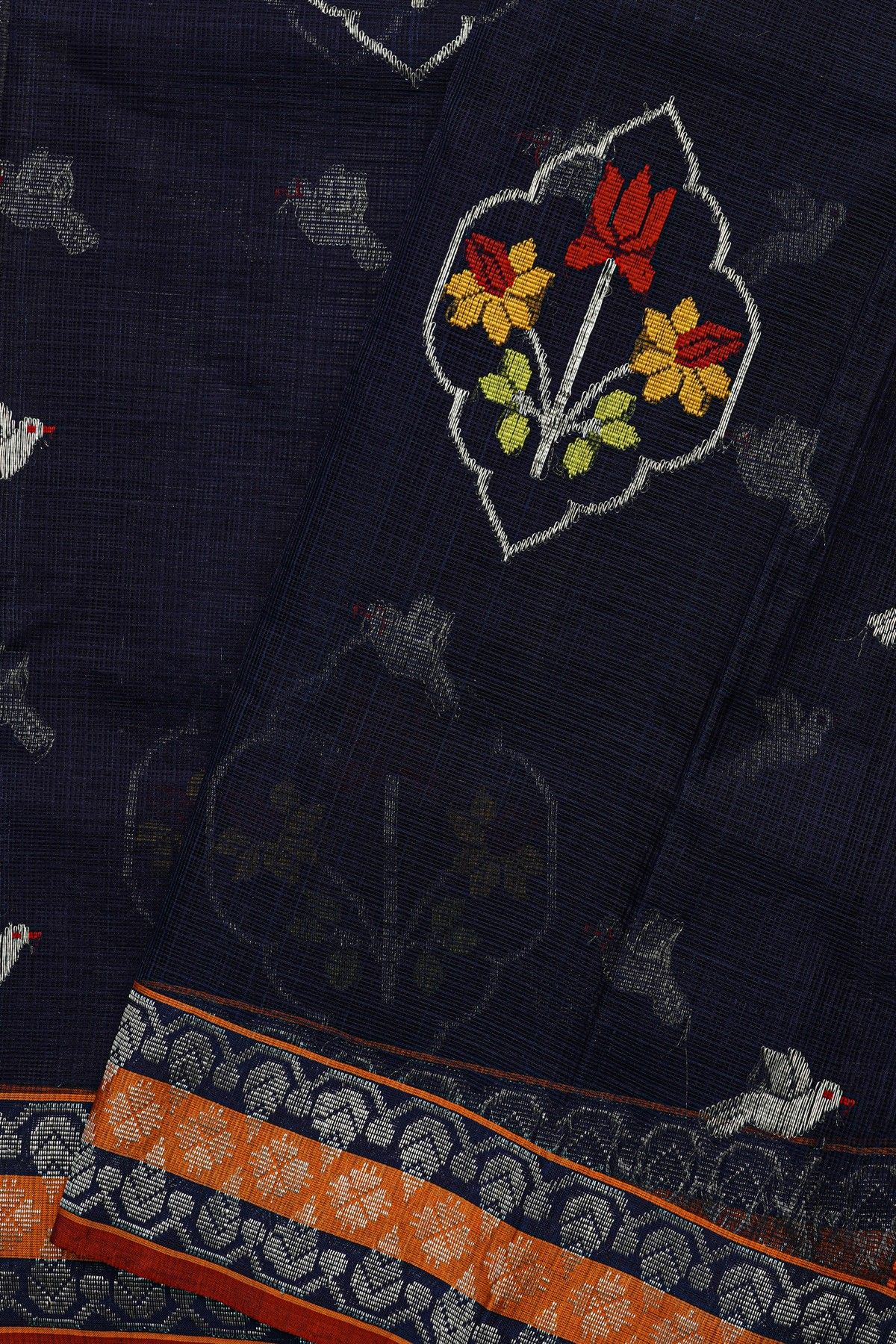 Zari Kota Cotton Navy Blue Saree