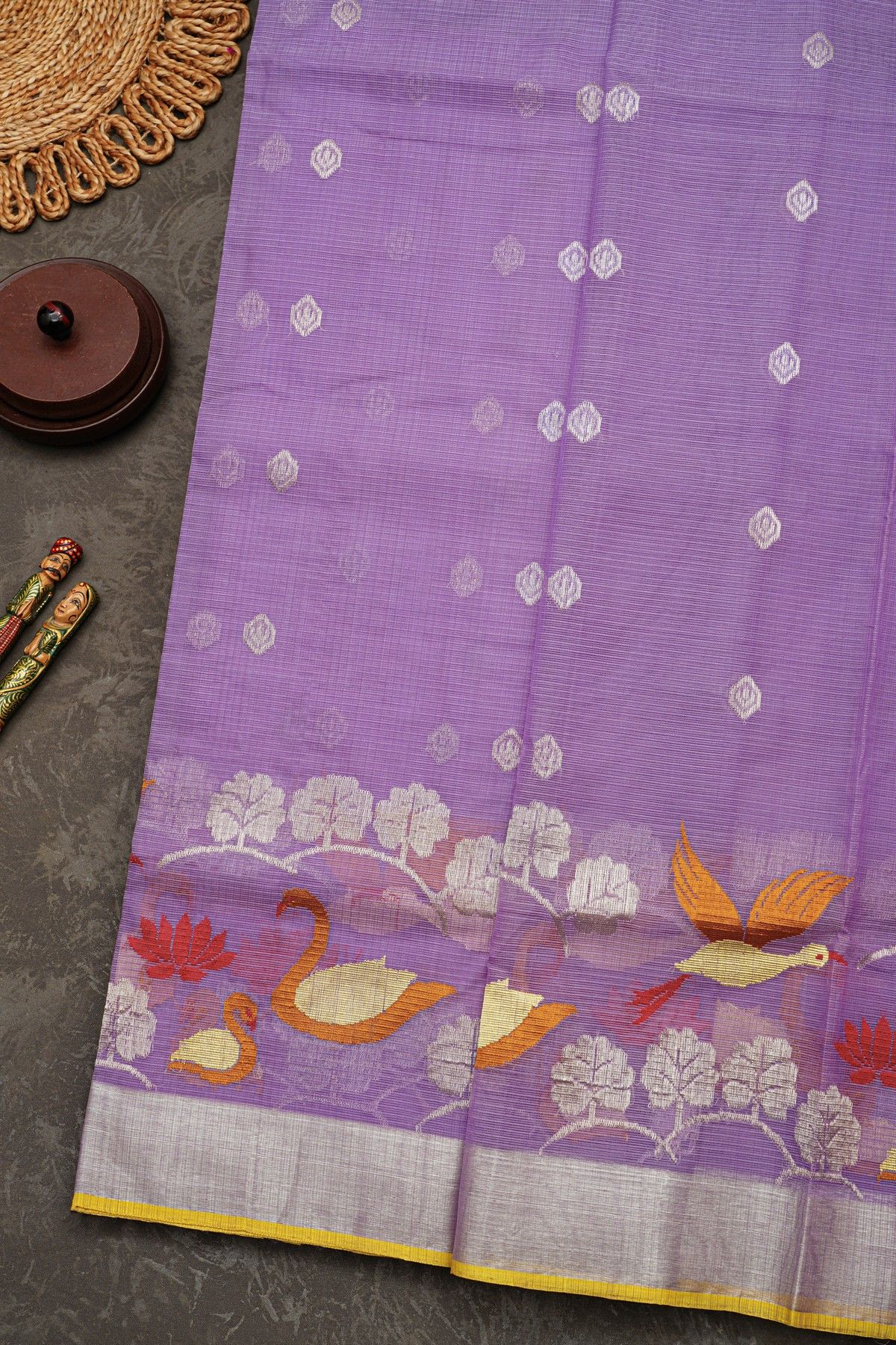 Zari Kota Cotton Lavender Saree