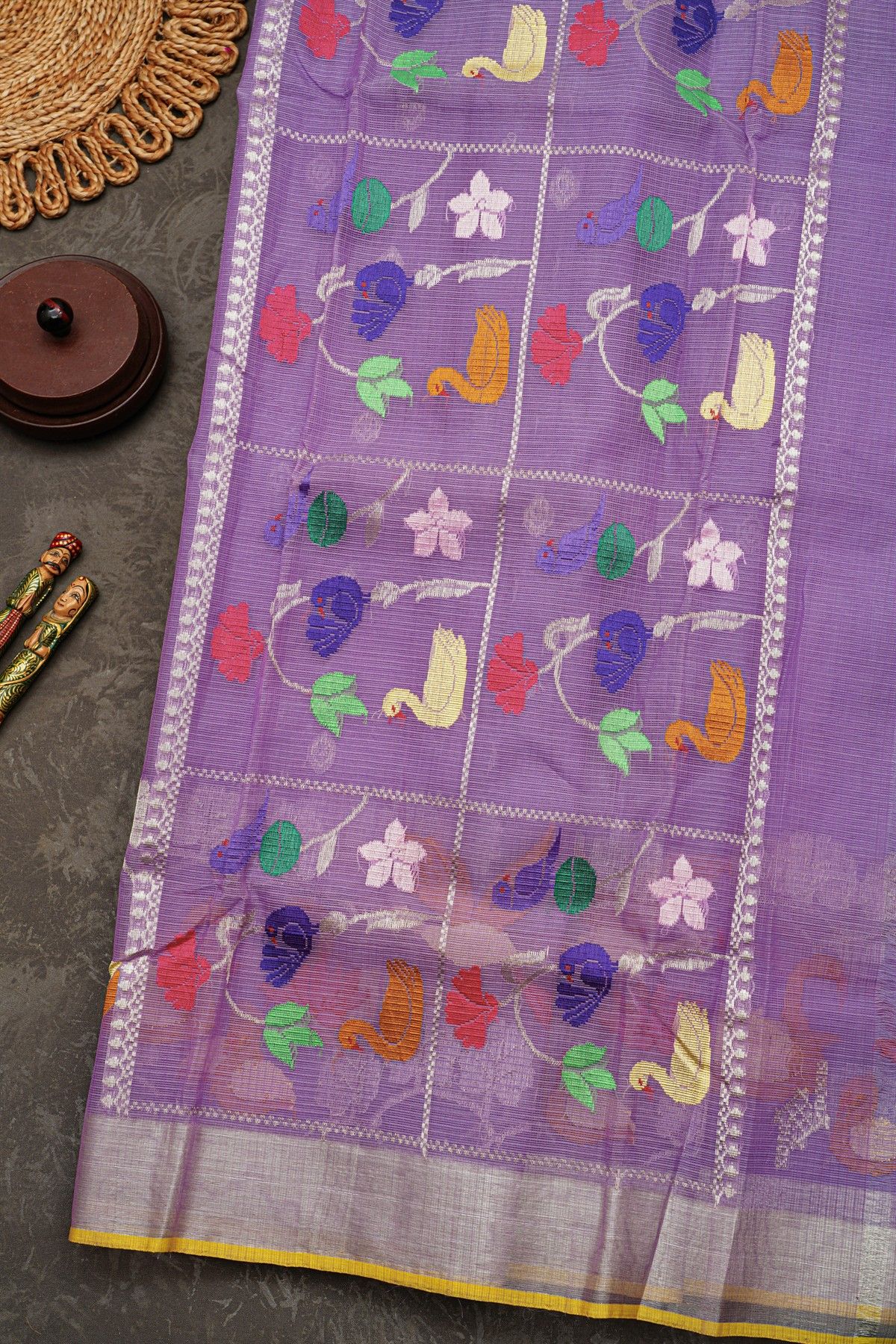 Zari Kota Cotton Lavender Saree