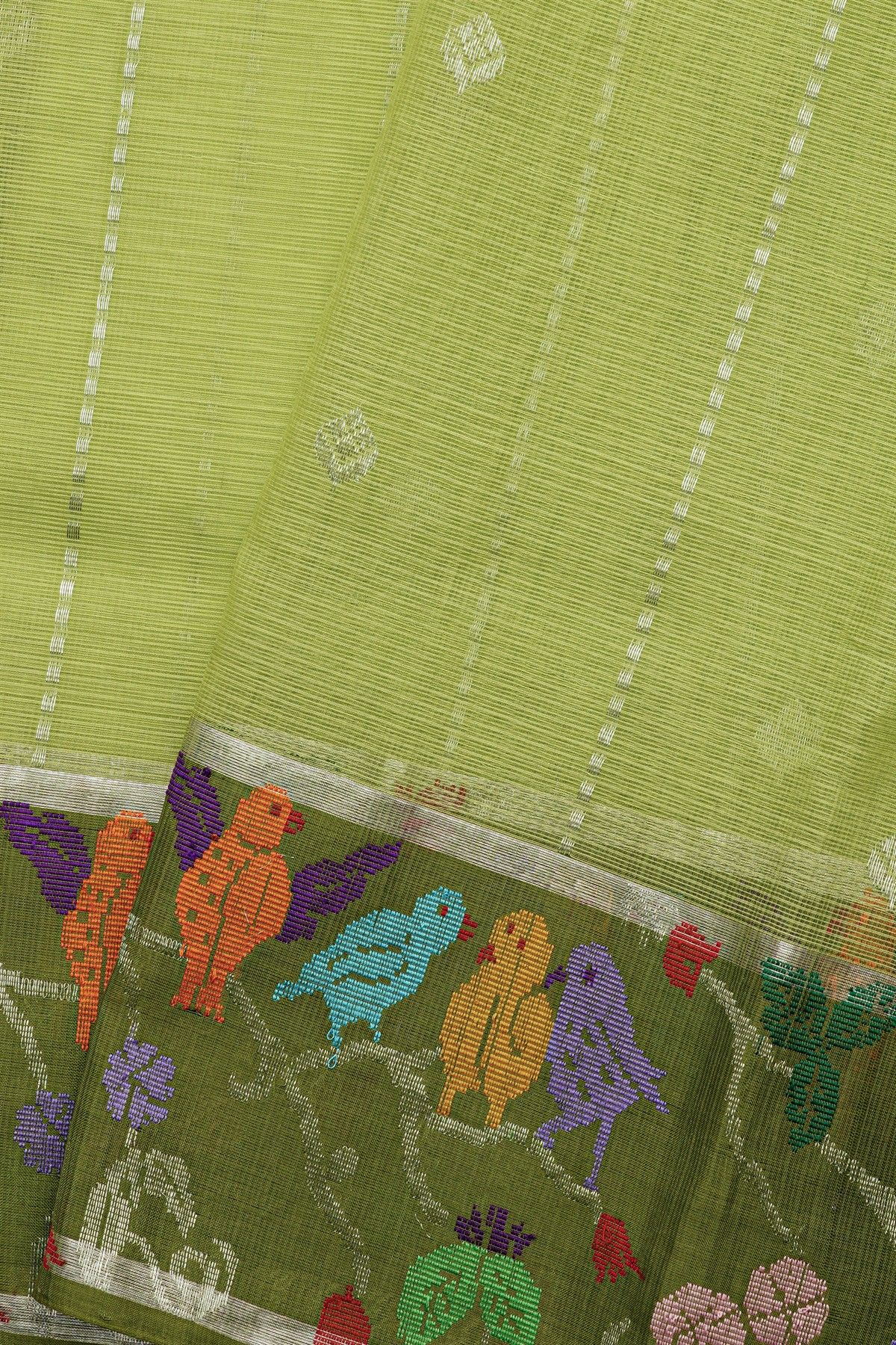 Zari Kota Cotton Light Green Saree