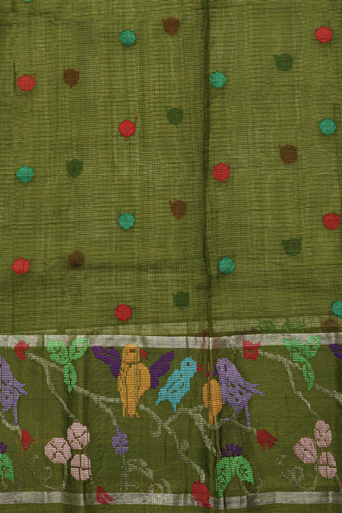 Zari Kota Cotton Light Green Saree