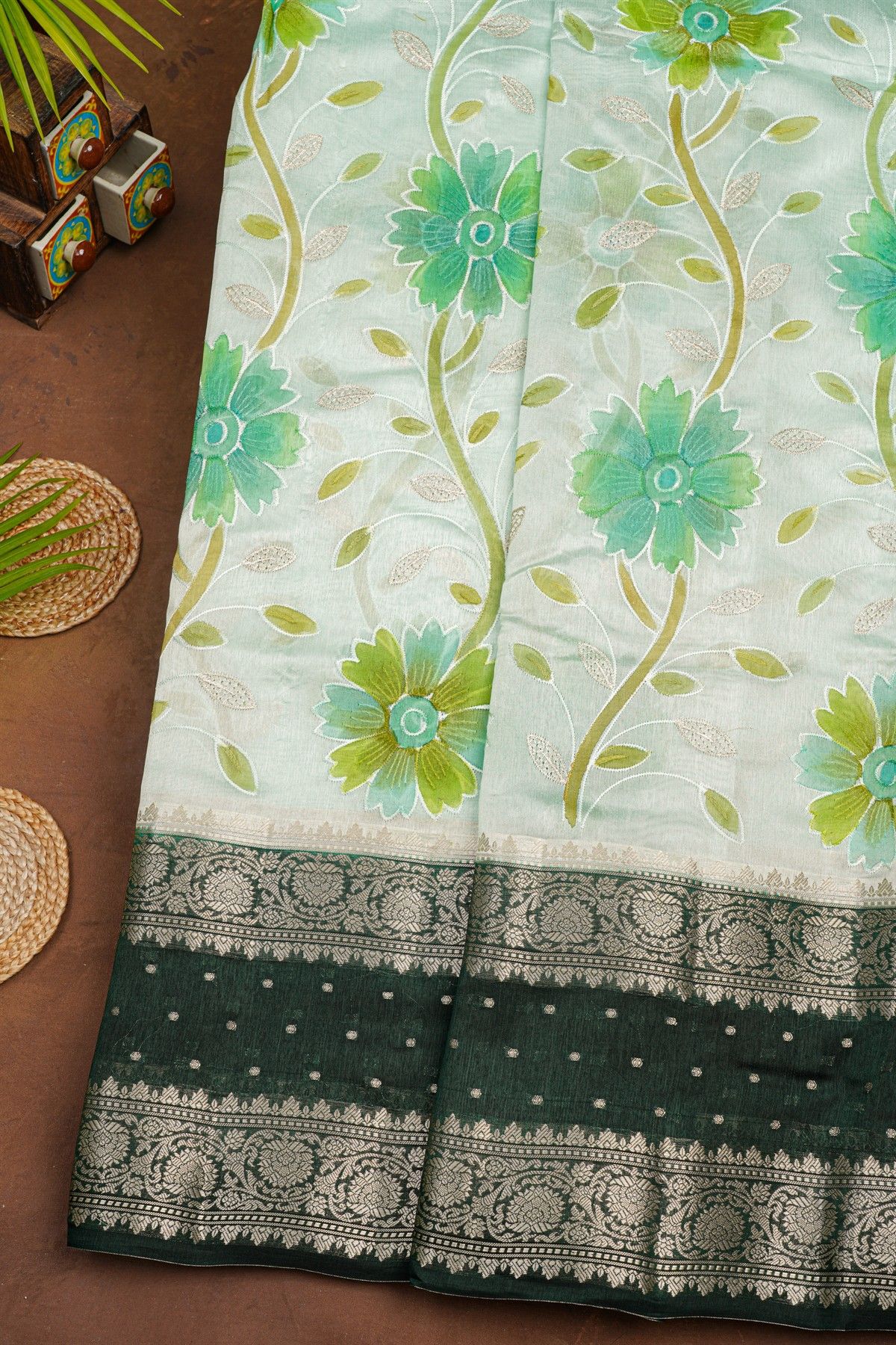 Fancy Matka Silk Off White Saree