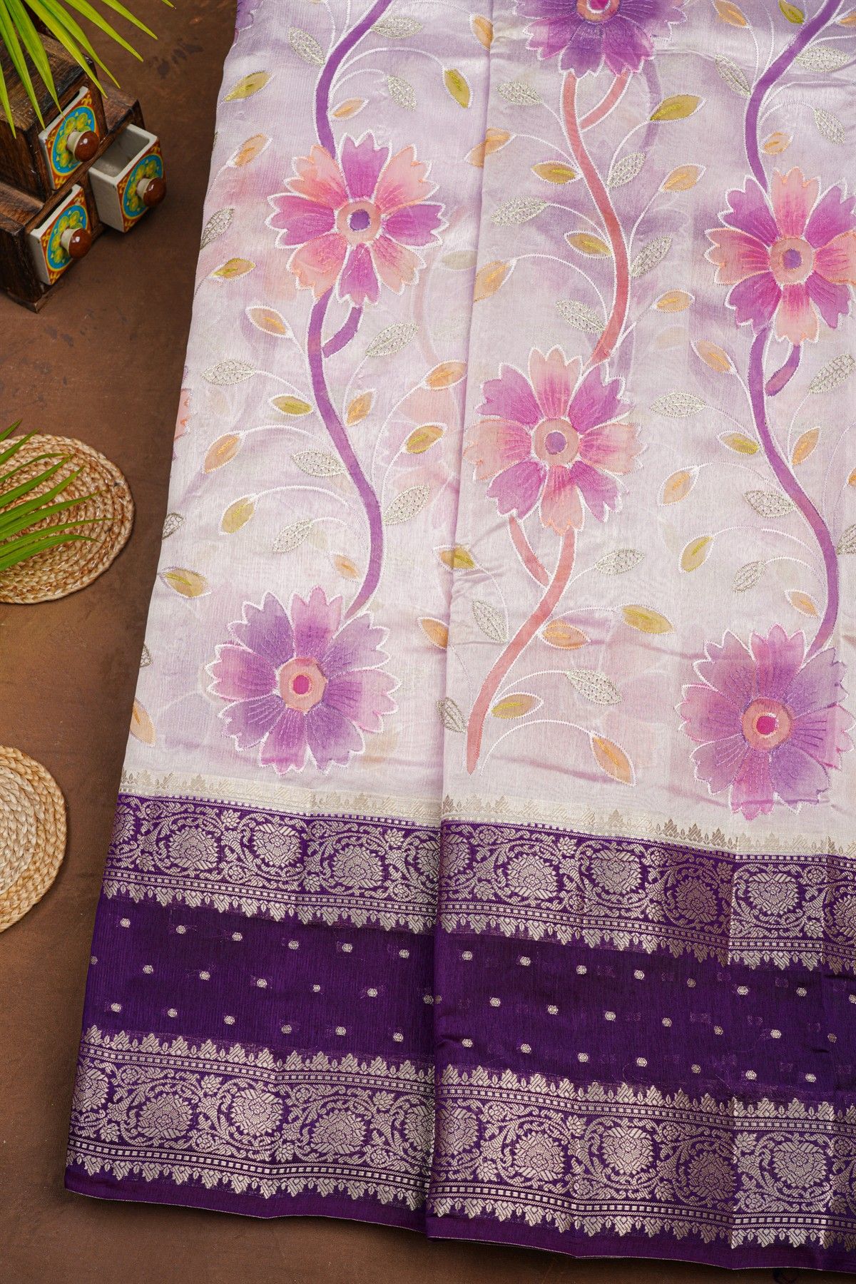 Fancy Matka Silk Off White Saree