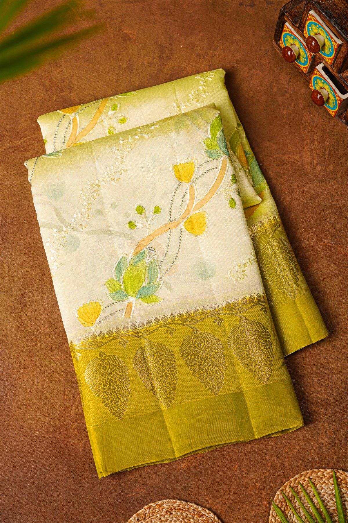 Fancy Matka Silk Off White Saree