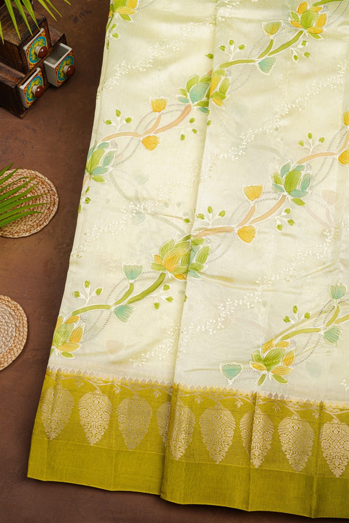 Fancy Matka Silk Off White Saree