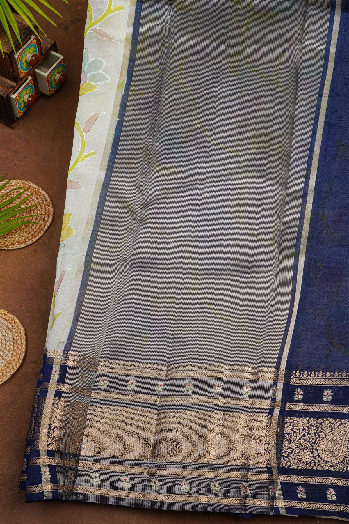 Fancy Matka Silk Cream Saree