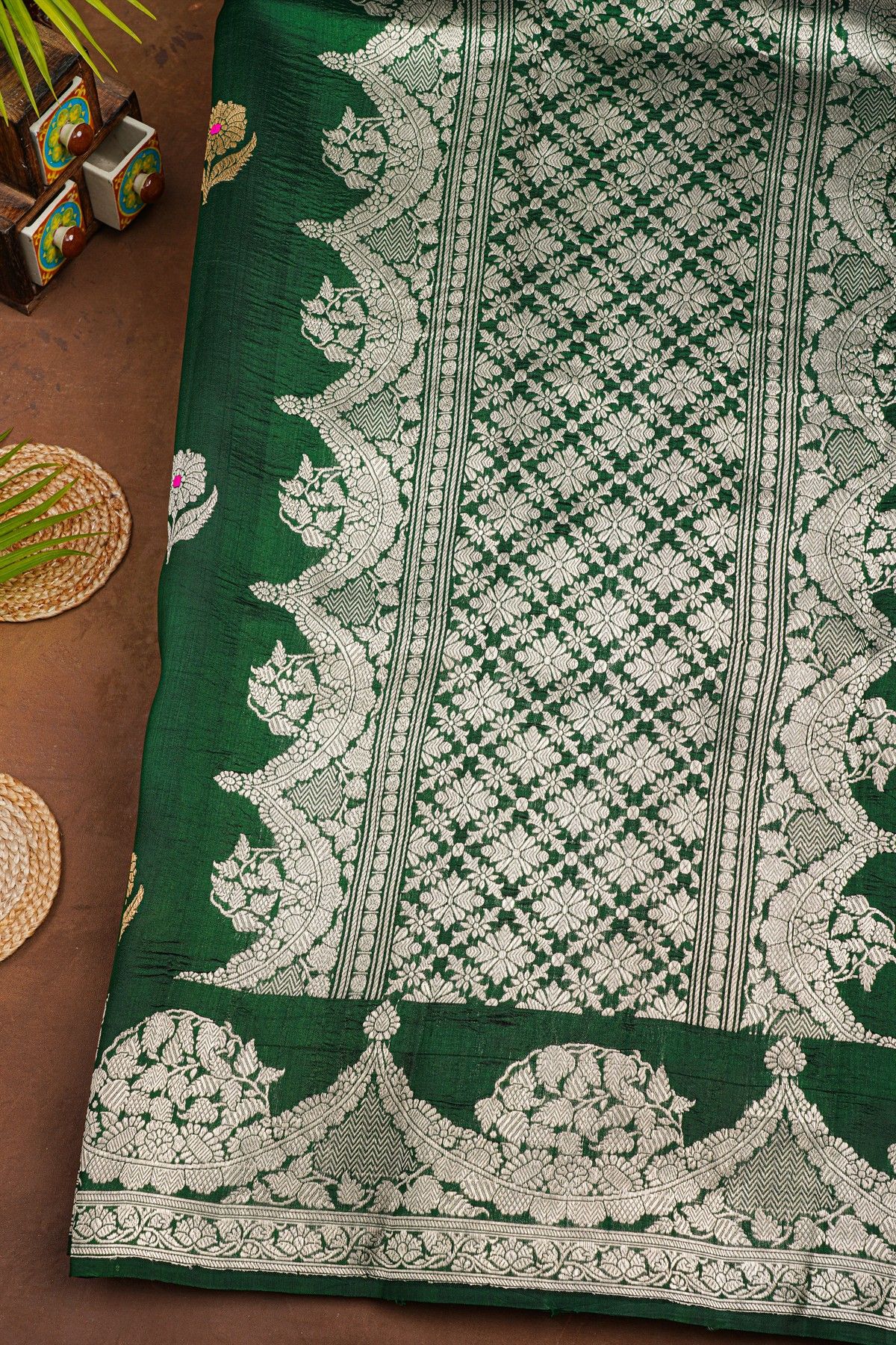 Fancy Matka Silk Bottle Green Saree