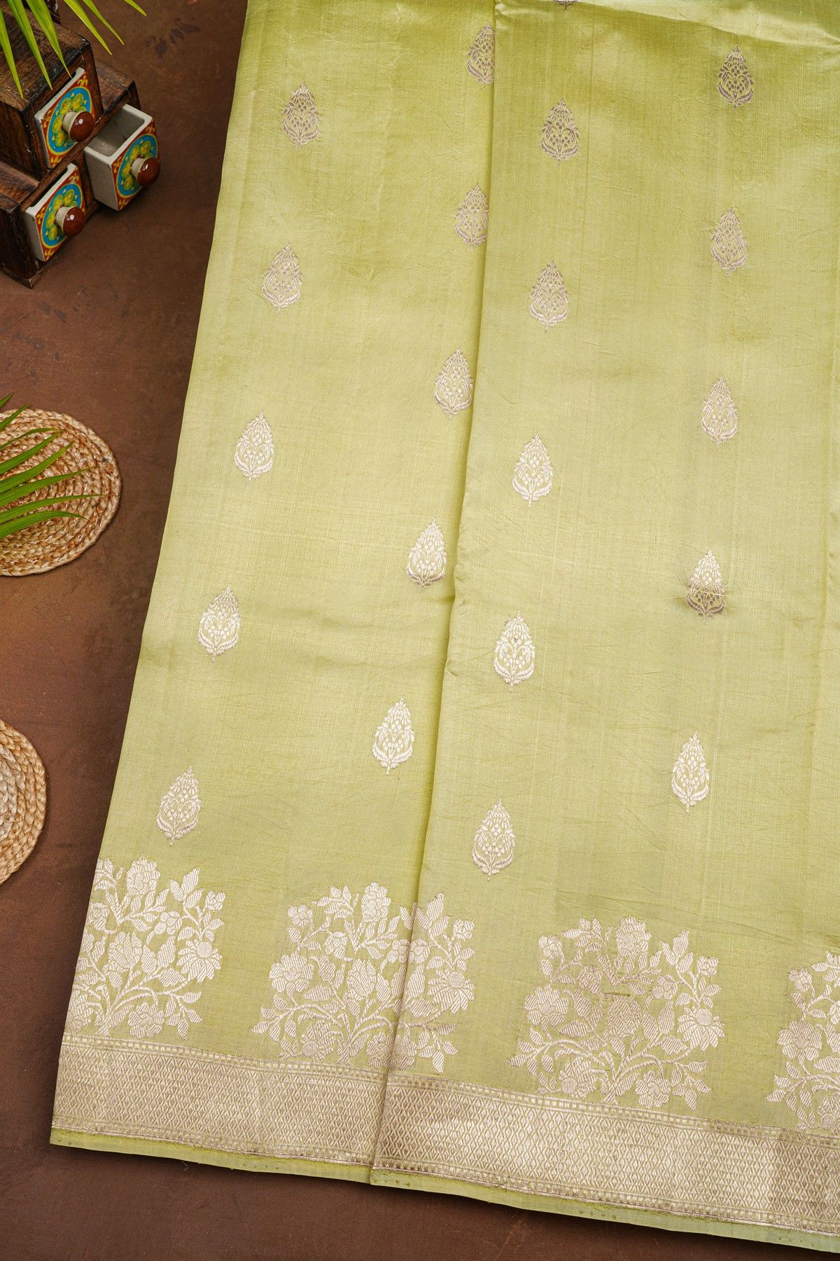 Fancy Matka Silk Lime Green Saree