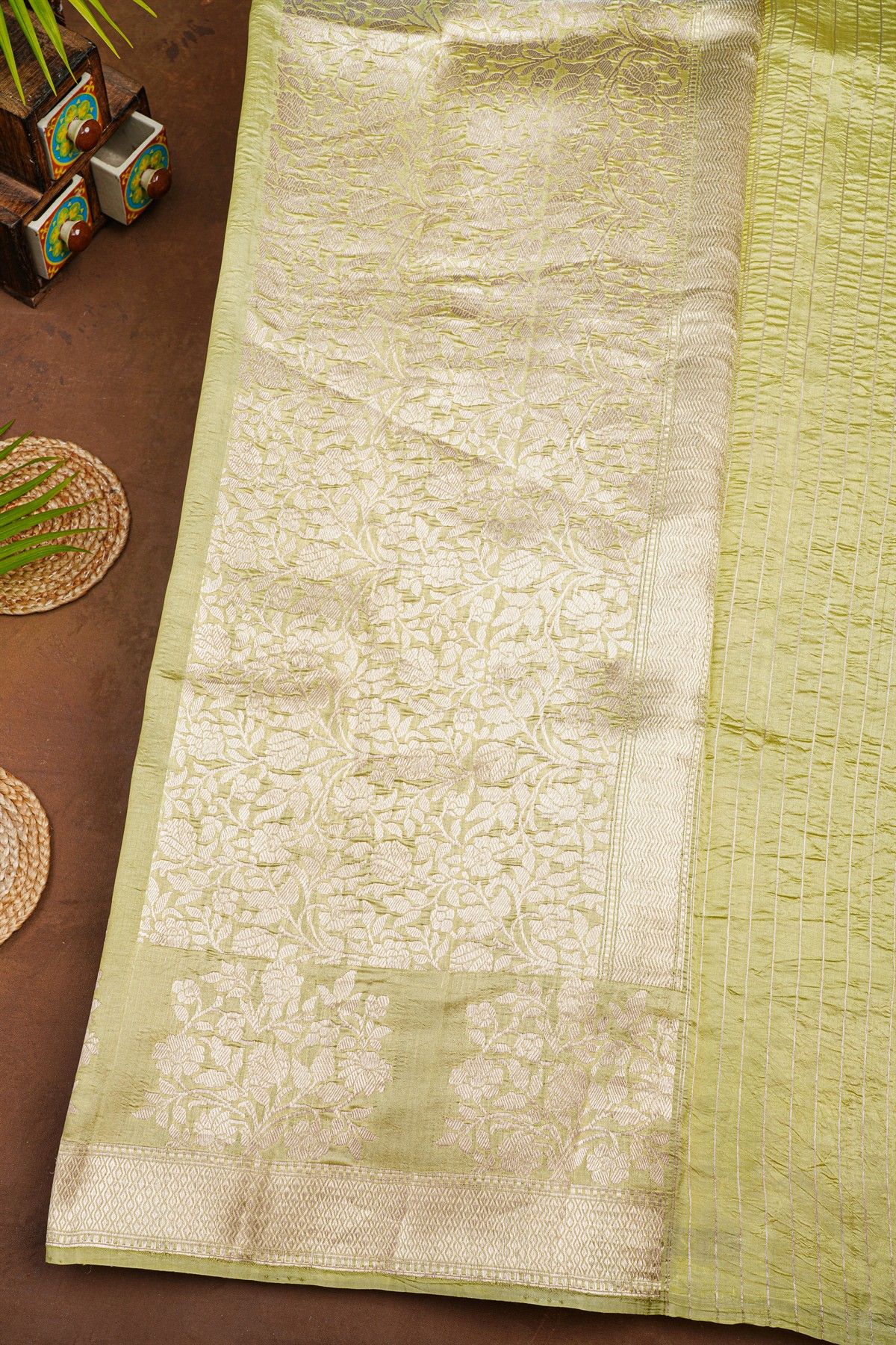 Fancy Matka Silk Lime Green Saree