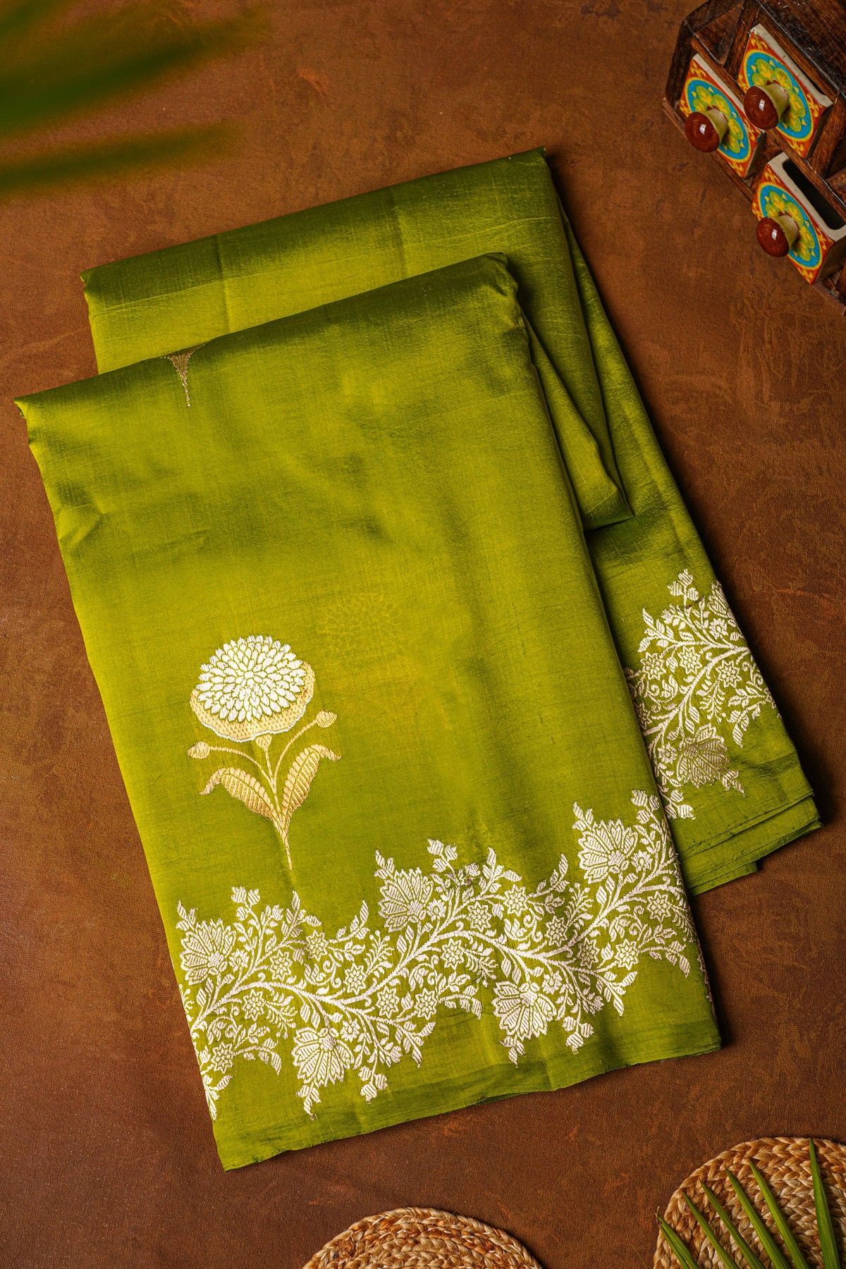 Fancy Matka Silk Mehendi Green Saree
