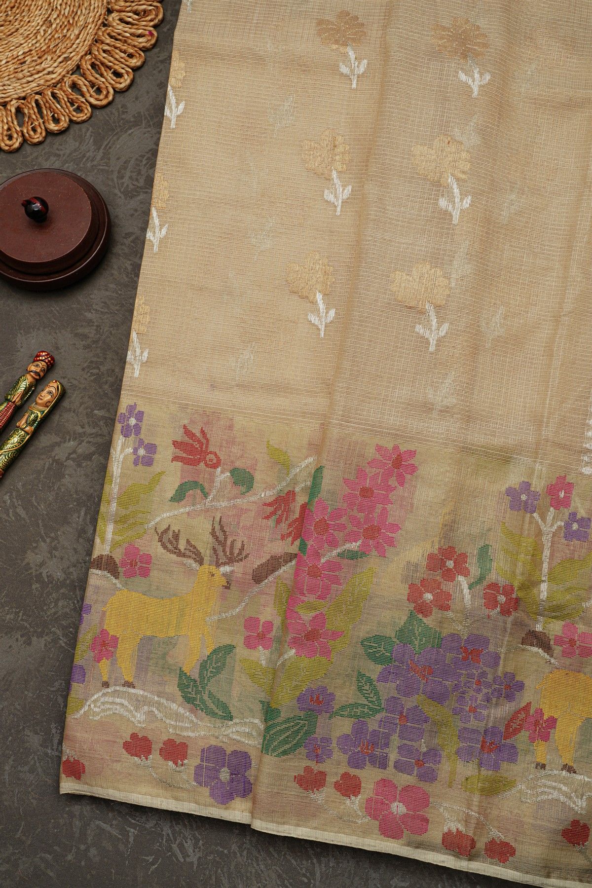 Zari Kota Cotton Cream Saree