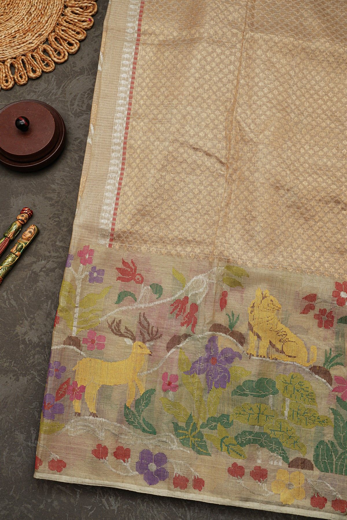 Zari Kota Cotton Cream Saree