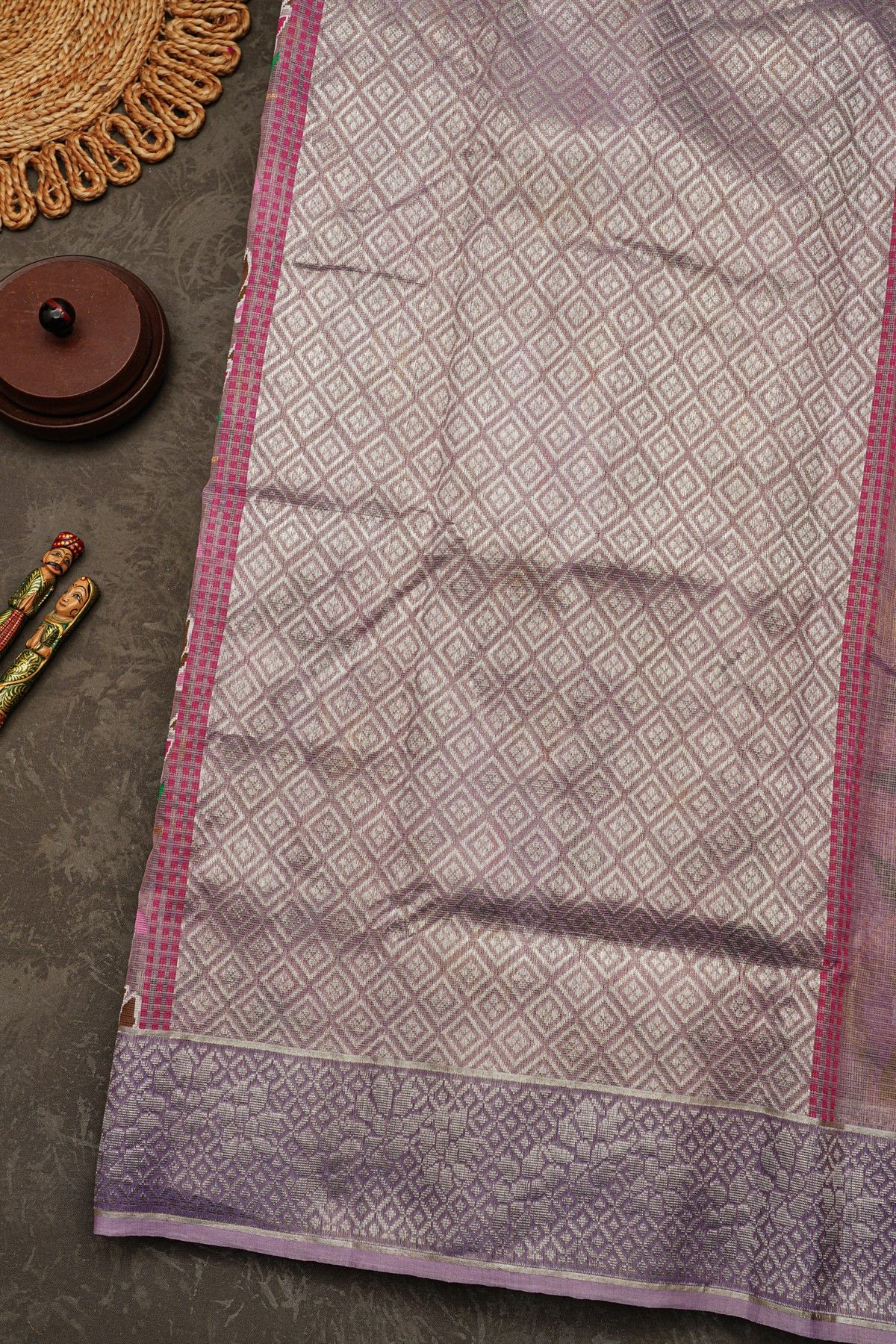Zari Kota Cotton Lilac Saree