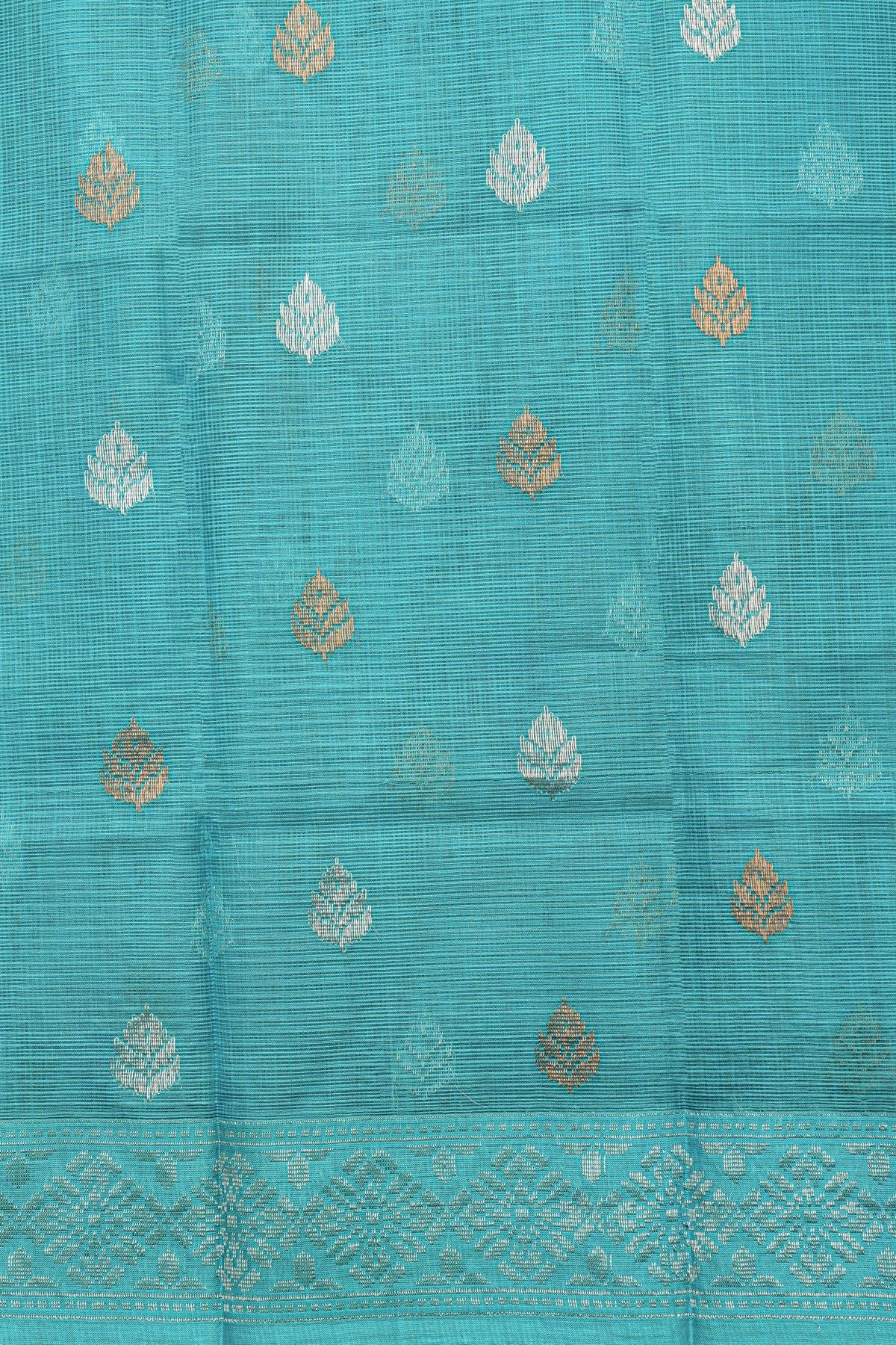 Zari Kota Cotton Sky Blue Tissue Saree
