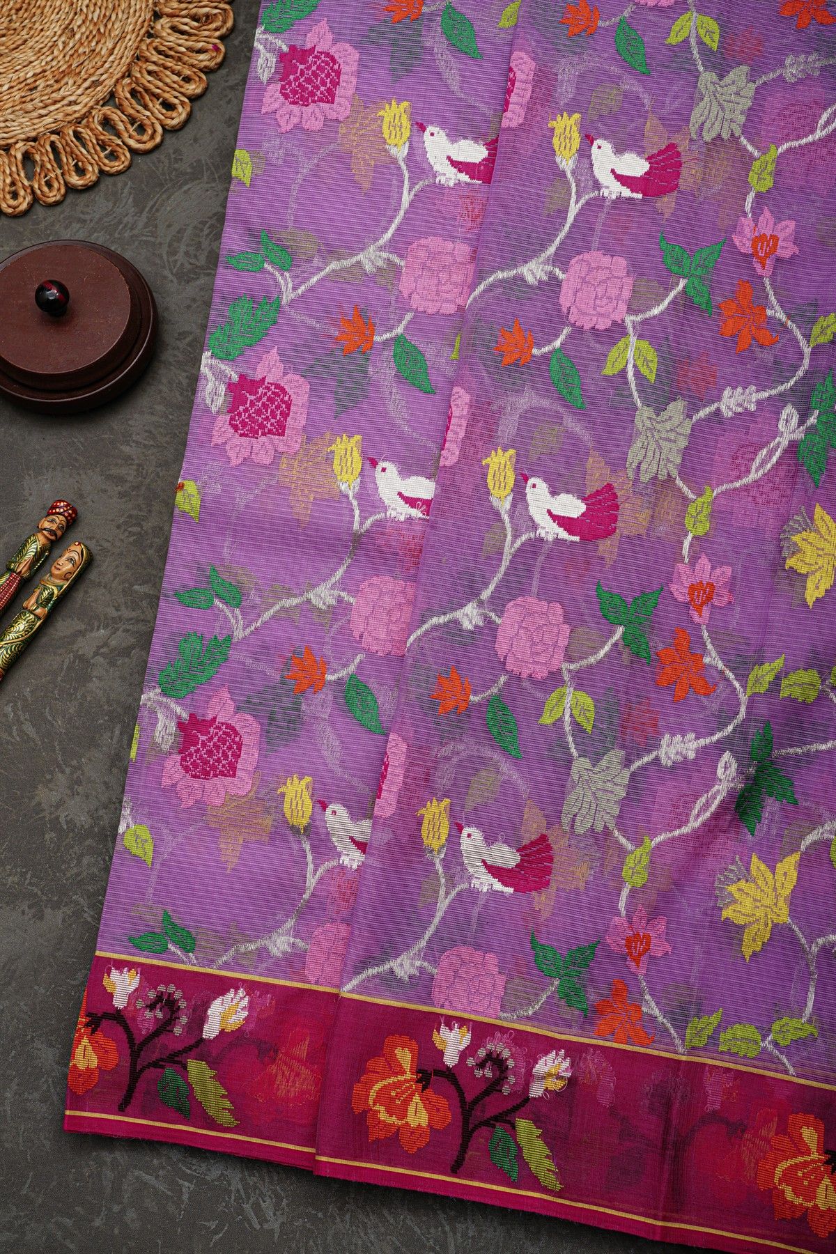 Zari Kota Cotton Lavender Saree