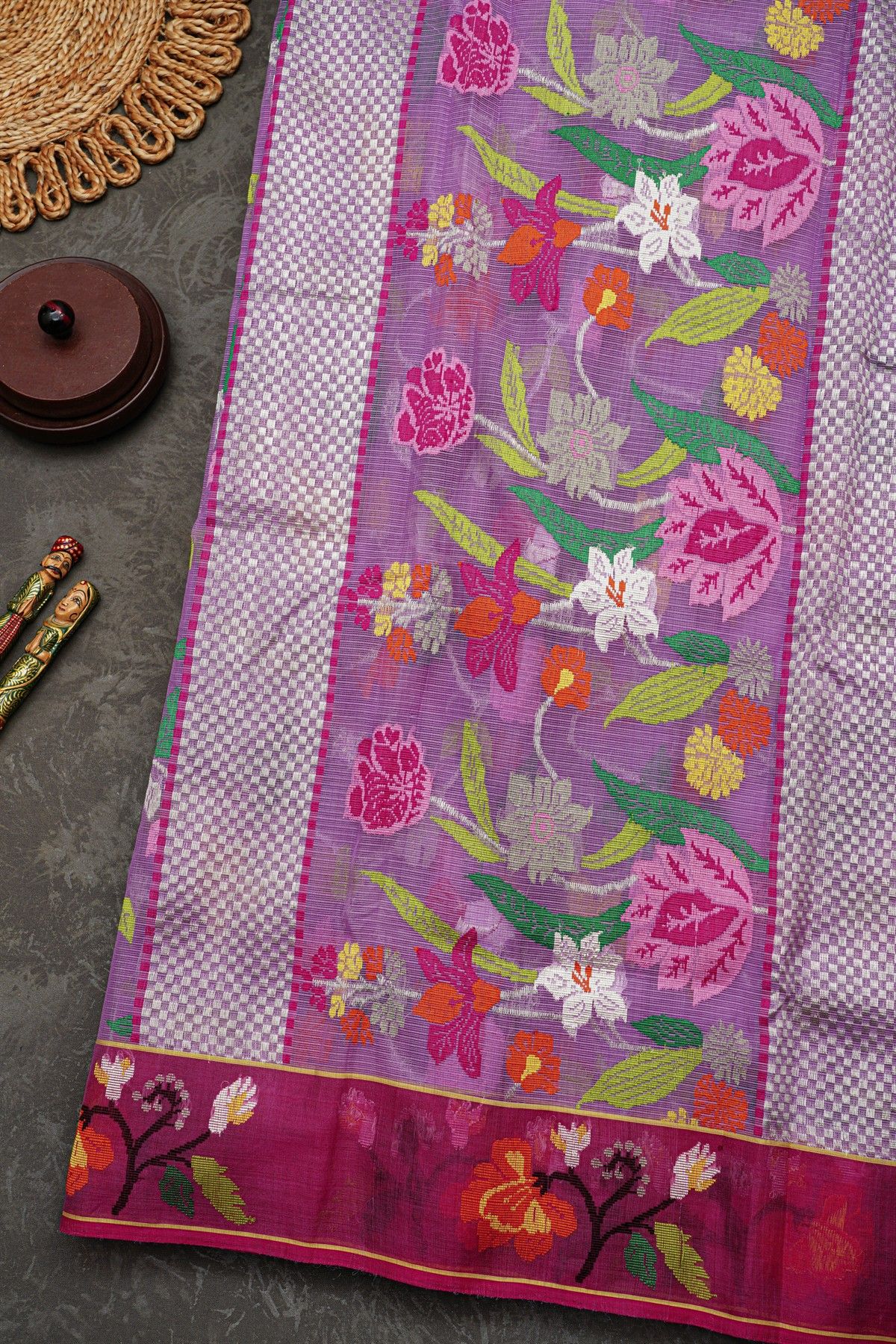 Zari Kota Cotton Lavender Saree